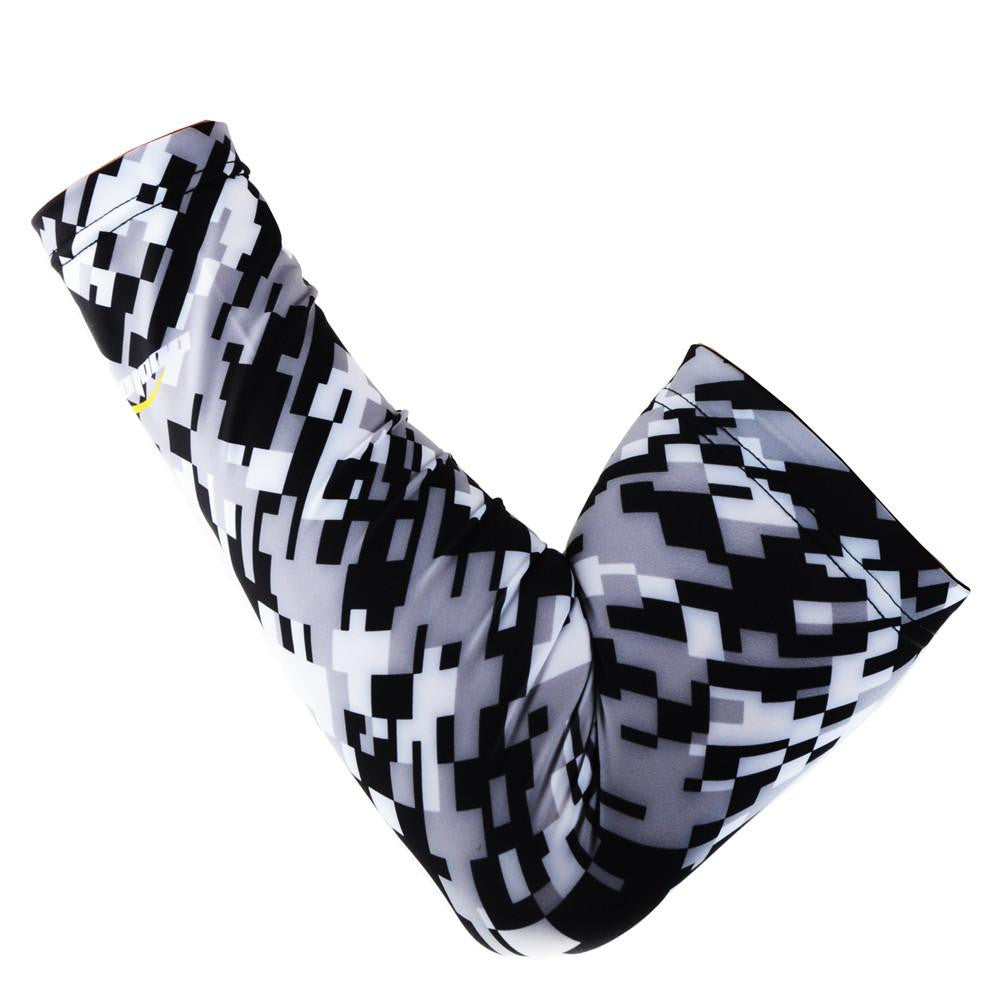 Grey & Black Compression Arm Sleeves for Sports & Recovery - UV Protection & Muscle Support for Running, Basketball, Cycling & Workouts