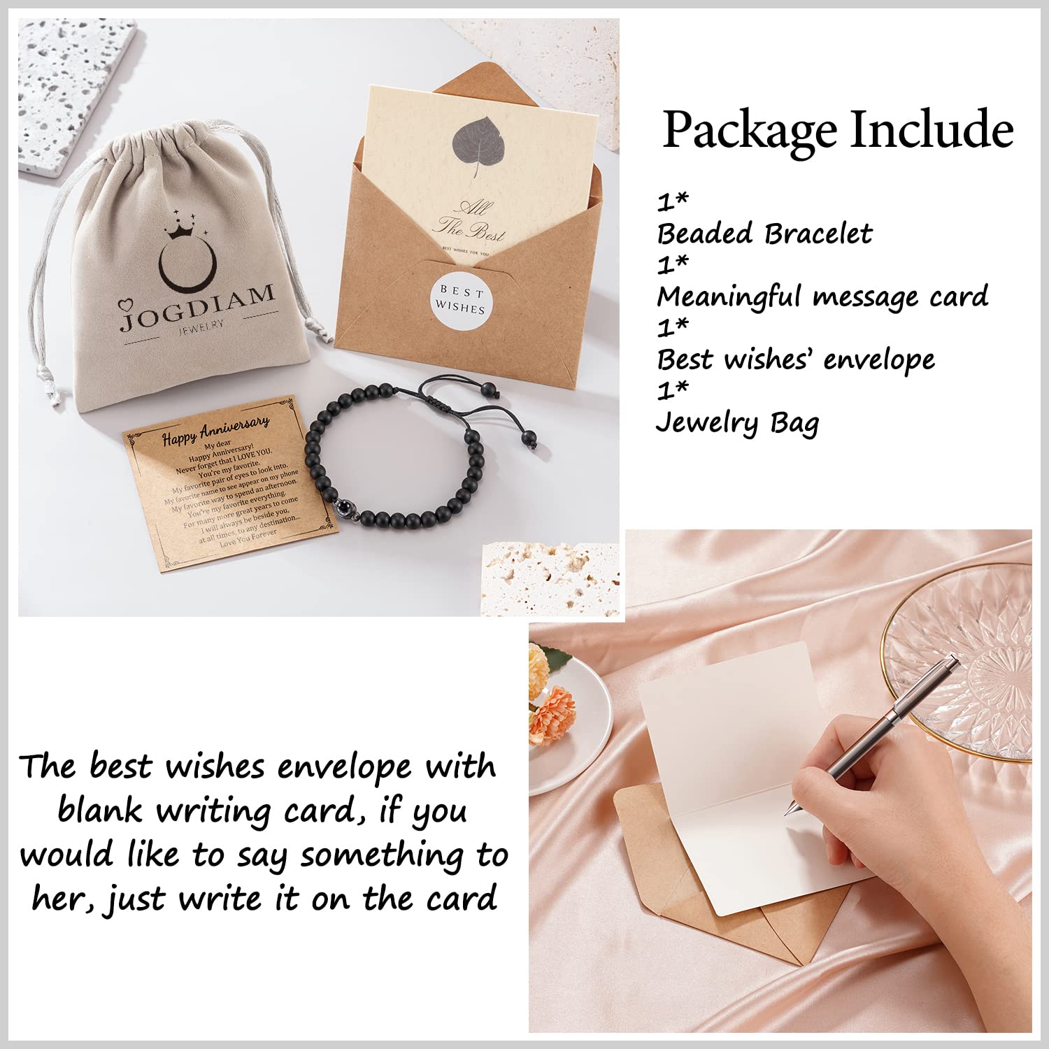 JOGDIAM Anniversary Bracelet for Men - 100 Language Love Bracelet Gift for Dad, Husband, Boyfriend - Perfect for Birthdays, Valentine's Day & Romantic Occasions