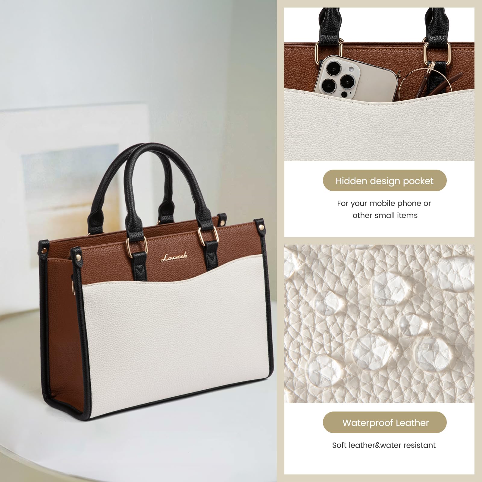 LOVEVOOK Women's Tote Bag & Crossbody Purse Set with Matching Clutch - Stylish Top Handle Satchel Handbag for Work, Travel & Everyday Use