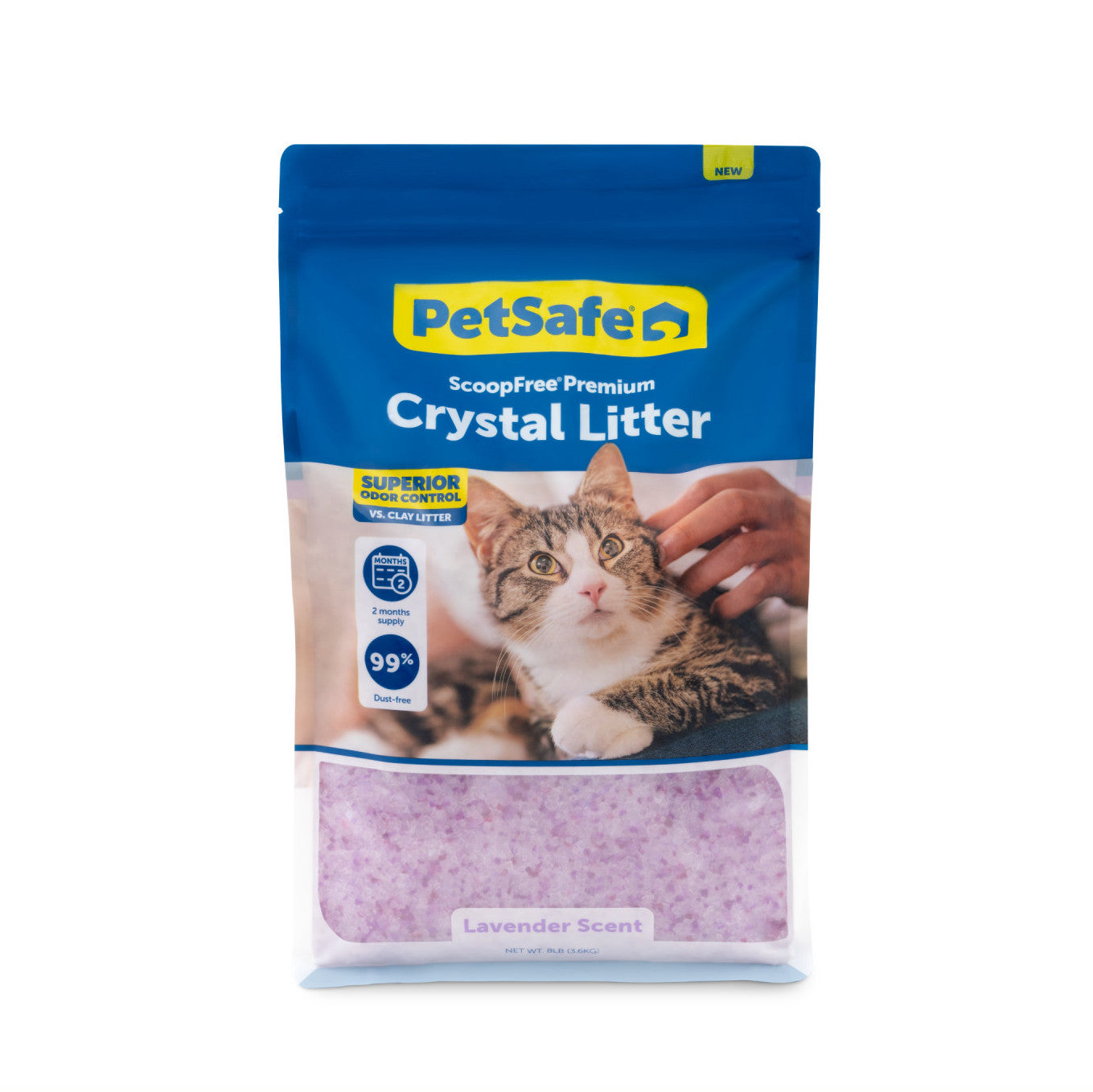 Premium Crystal Cat Litter ScoopFree® Lavender Scented - Lasts Up to 2 Months, 3.6 kg (8 lb) | PetSafe® - Ideal for Odor Control & Low-Maintenance Cat Care