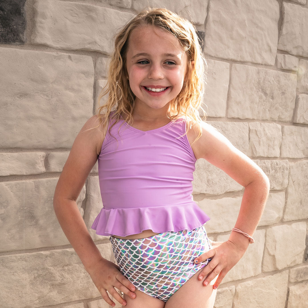 Girls V Neck Peplum Tankini Top - Stylish Swimwear for Beach, Pool & Summer Vacations
