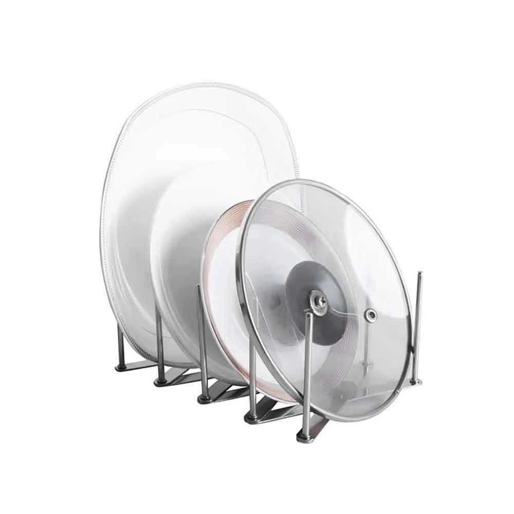 GANFANREN Extendable Pot Lid Holder - Multipurpose Steamer Rack, Pans & Glasses Organizer - Flexible Plate Stand for Kitchen Baking & Cutting - Perfect for Stovetop Cooking, Dish Drying & Countertop Storage