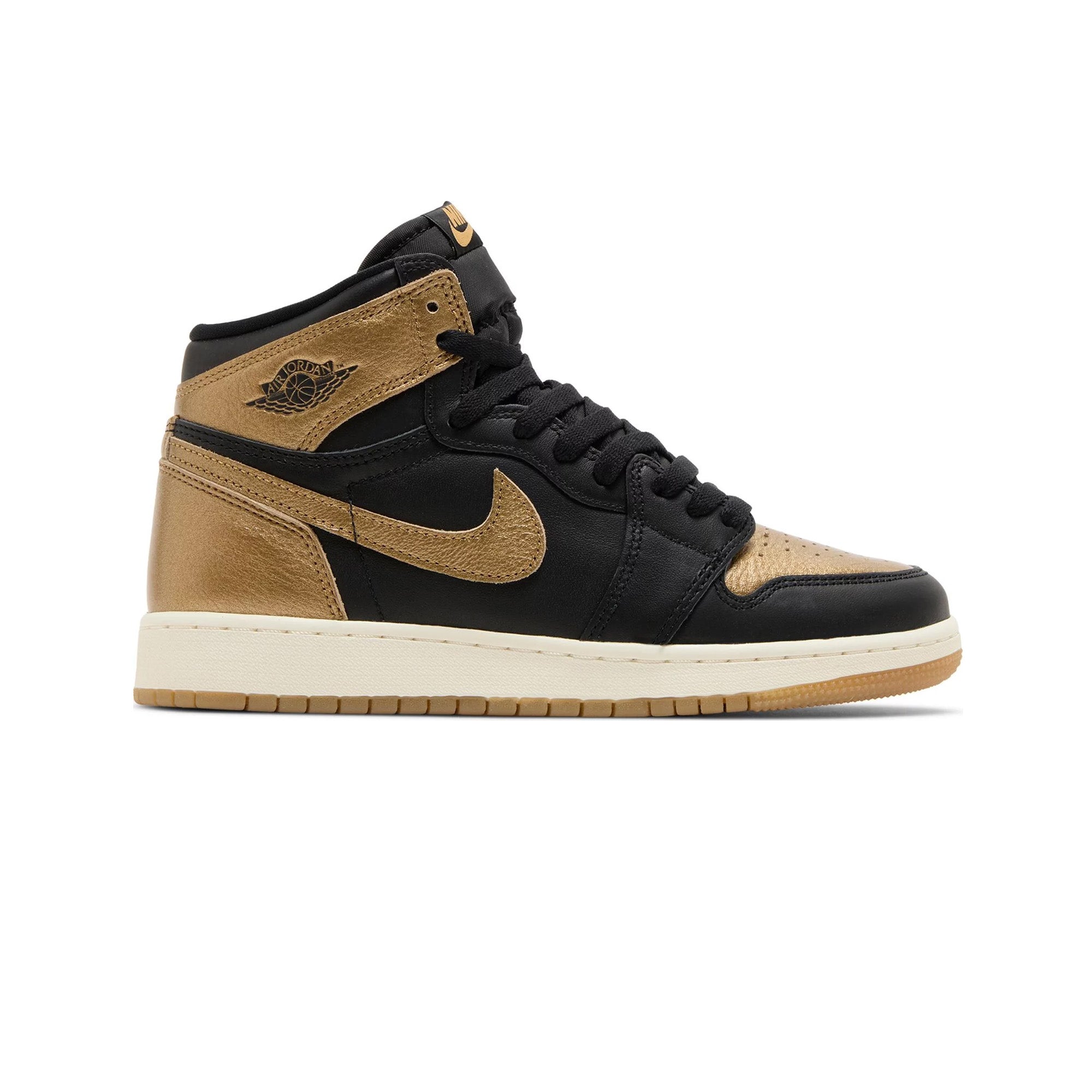 Air Jordan 1 Retro High OG 'Black Metallic Gold' GS Sneakers (2024) - Classic Basketball Shoes for Women & Girls - Perfect for Streetwear, Casual Outfits & Sneaker Collectors
