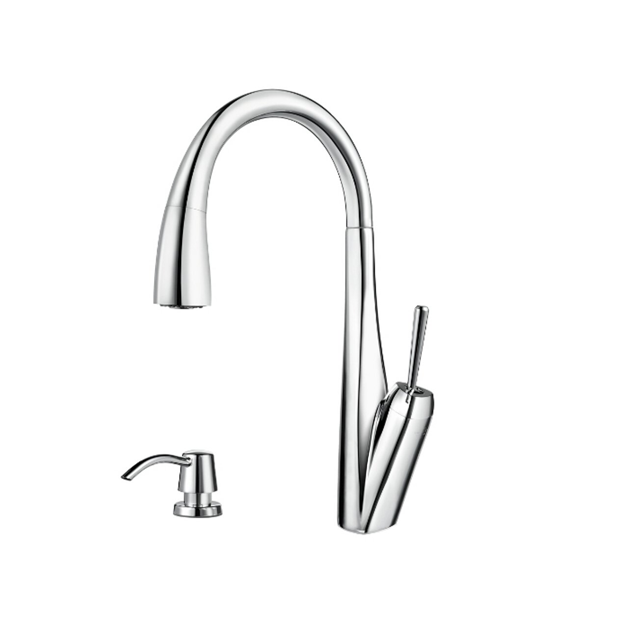 Pfister GT529-MPC Zuri Single Handle Pull-Down Kitchen Faucet with Soap Dispenser - Polished Chrome Finish for Modern Kitchens & Easy Dishwashing