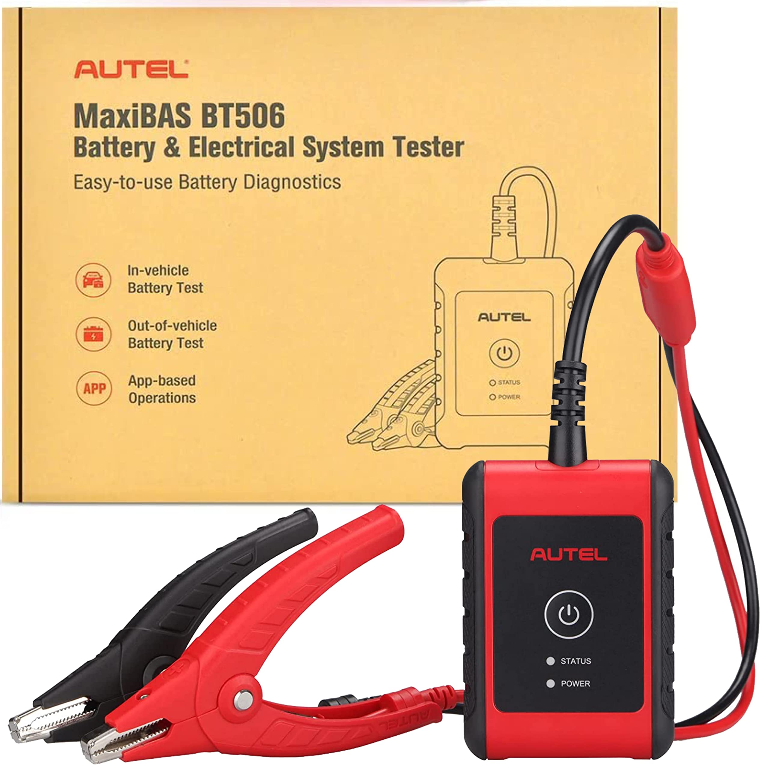 Autel MaxiBAS BT506 Bluetooth Battery Tester - Professional Automotive Battery Health Analyzer for Cold Cranking, Reserve Capacity & Electrical System Diagnosis | Compatible with iOS & Android via Free App | Works with BT508/BT608 | Perfect for Mechanics, DIY Car Maintenance & Fleet Management