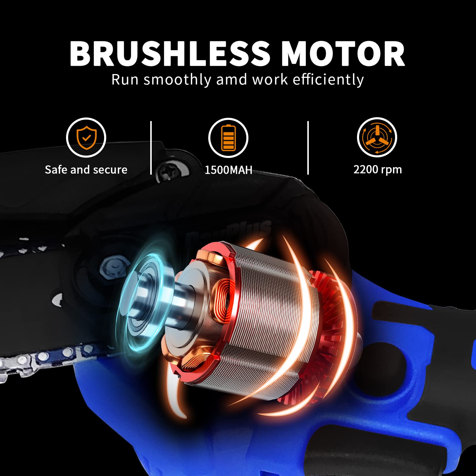 6-Inch Mini Cordless Chainsaw with 2×1.5Ah Batteries & 2 Chains - Lightweight Battery-Powered Chainsaw for Tree Trimming, Yard Work, Gardening & Home Use (Includes Carry Case & Safety Gloves) - Perfect for DIY Projects, Landscaping, and Outdoor Maintenance