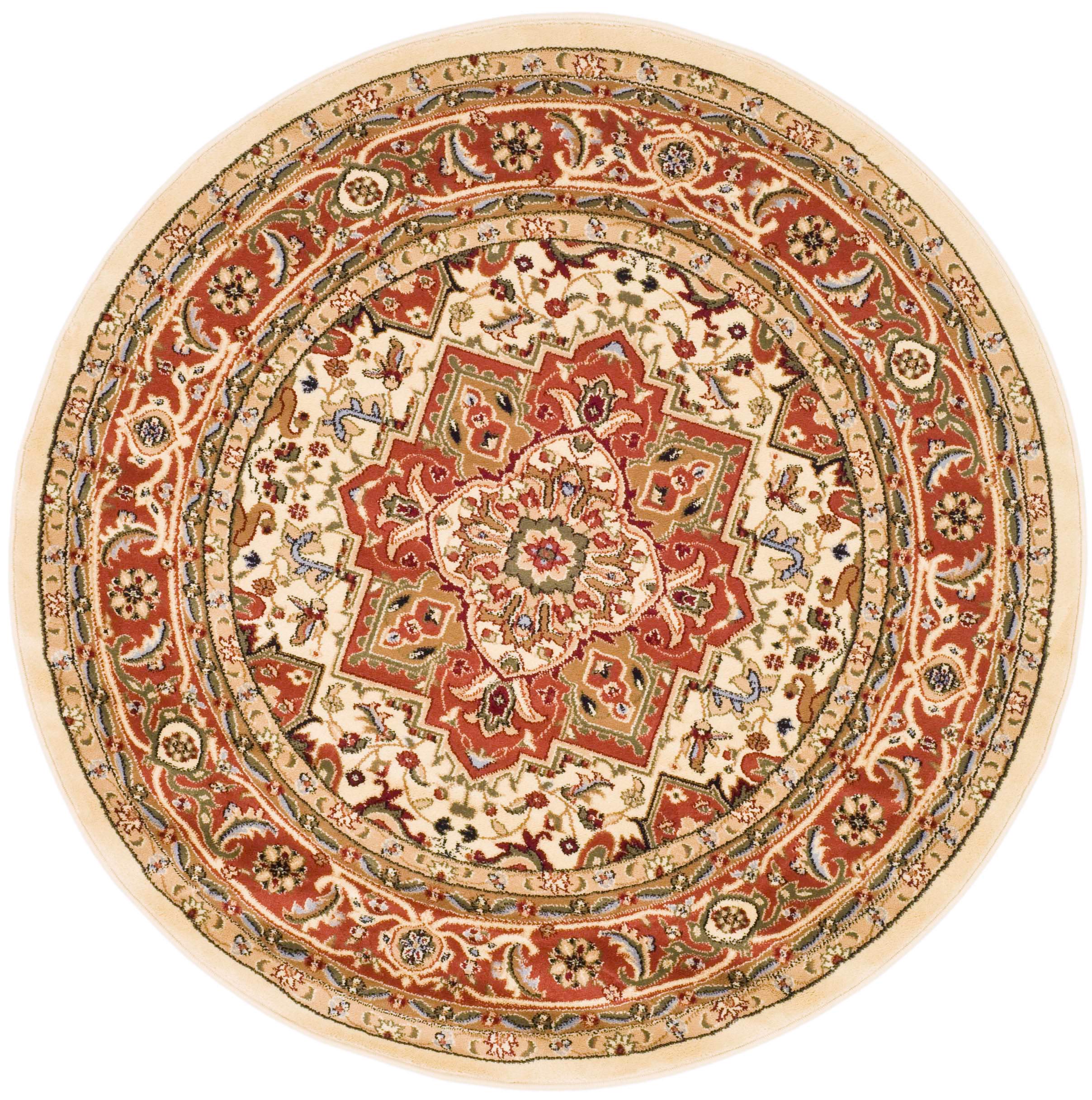 SAFAVIEH Lyndhurst Collection 8' Round Ivory/Rust LNH330R Traditional Oriental Non-Shedding Area Rug for Dining Room, Entryway, Living Room & Bedroom | Durable & Stylish Home Decor
