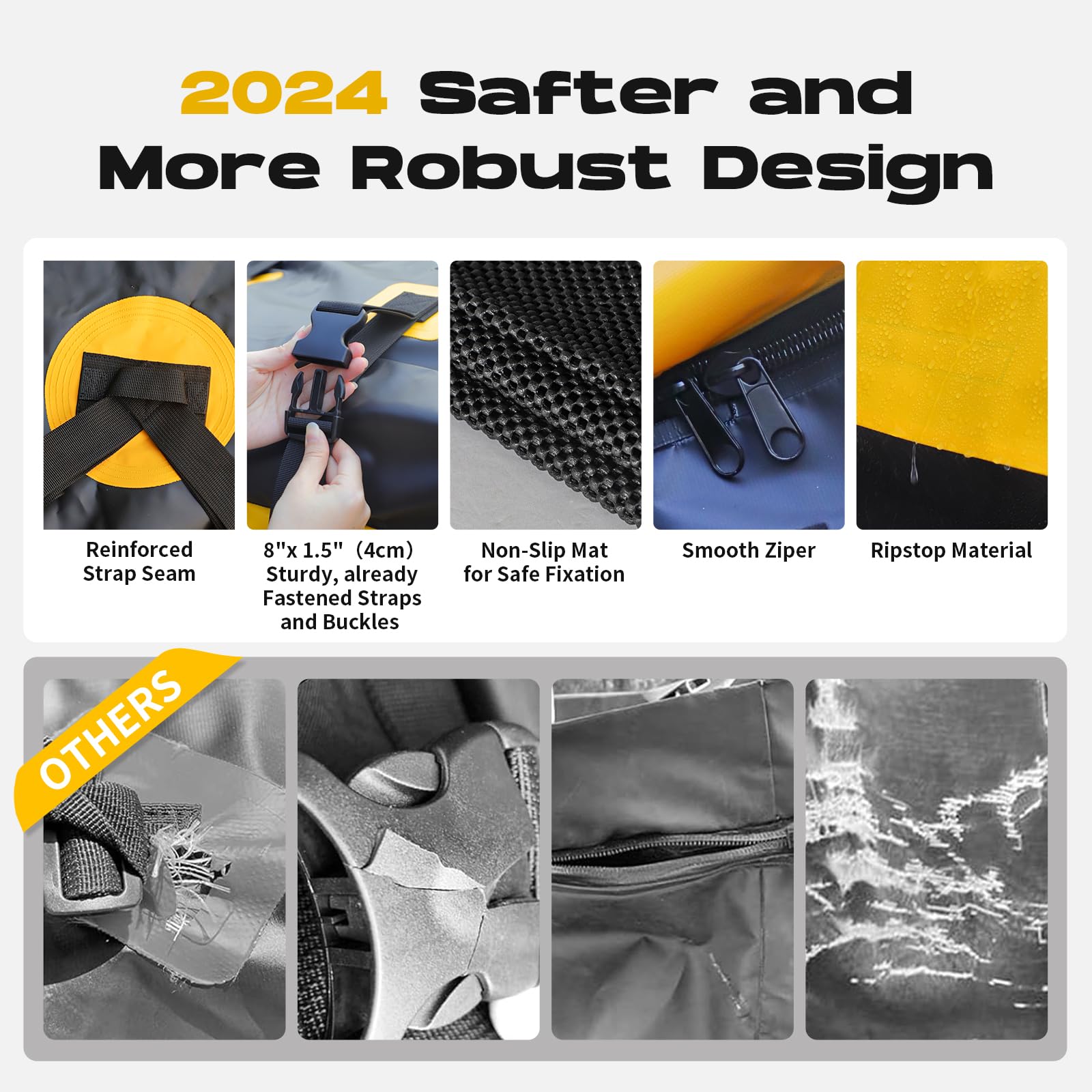 15 Cubic Feet Waterproof Rooftop Car Cargo Carrier Bag - Universal Fit for All Vehicles with/Without Rack | Includes Anti-Slip Mat & 6 Door Hooks | Perfect for Road Trips, Camping & Outdoor Adventures