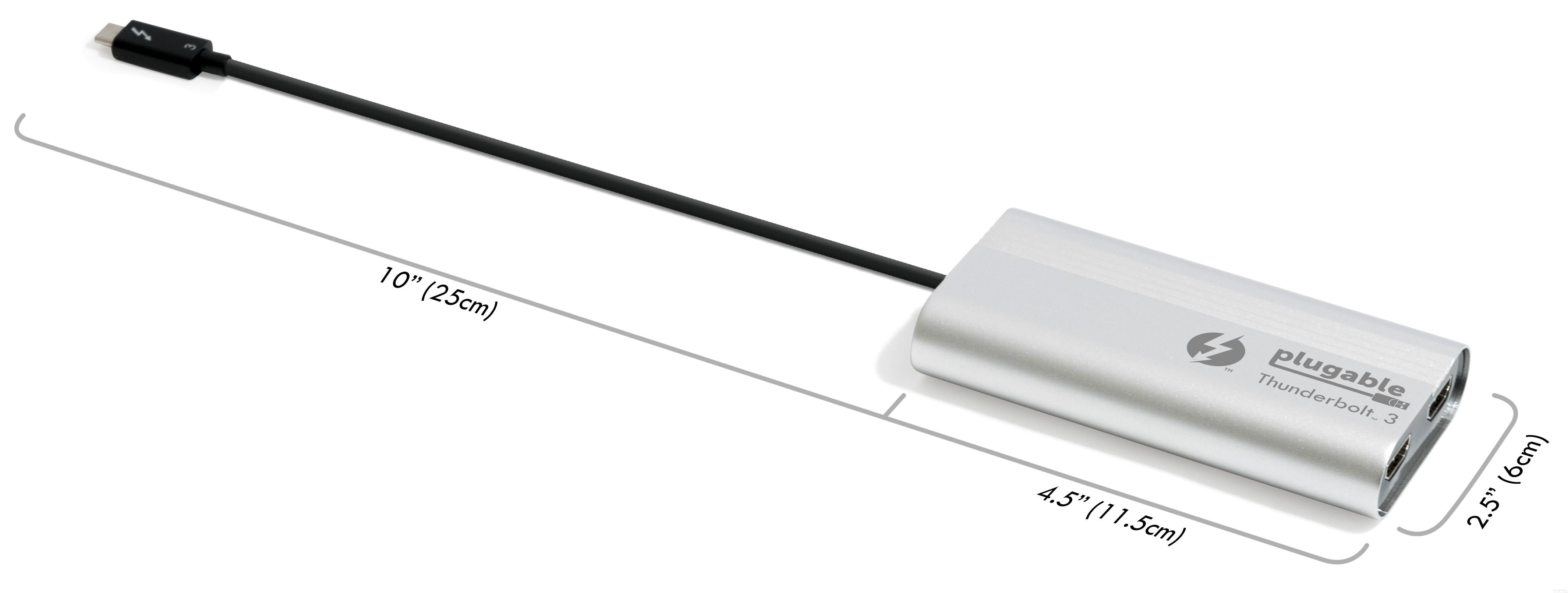 Plugable Thunderbolt™ 3 to Dual HDMI 2.0 Adapter - 4K 60Hz DisplayPort Converter for MacBook Pro/Air & Windows Laptops - Perfect for Dual Monitor Setup, Gaming & Office Work