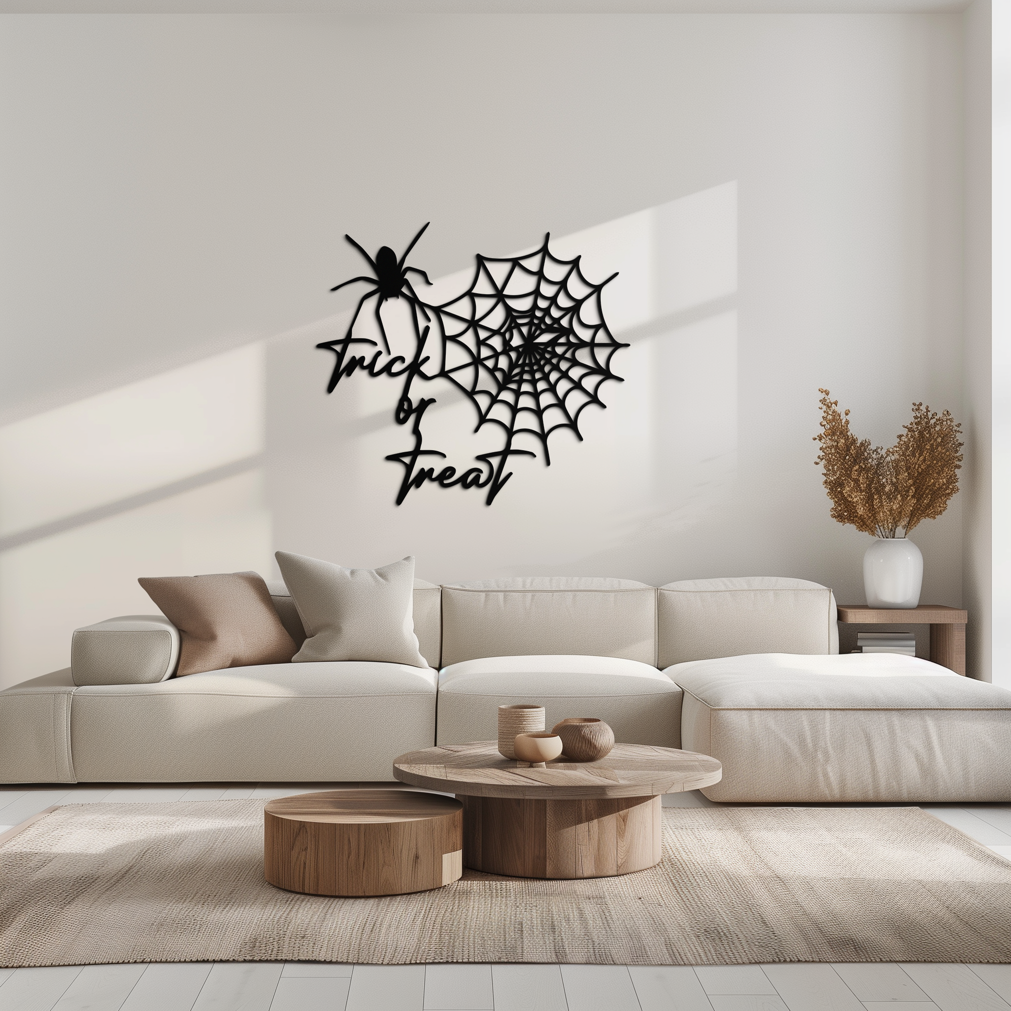 Spider Web Design Halloween Metal Wall Art - Trick or Treat Decor for Home, Outdoor & Party (KAF278)