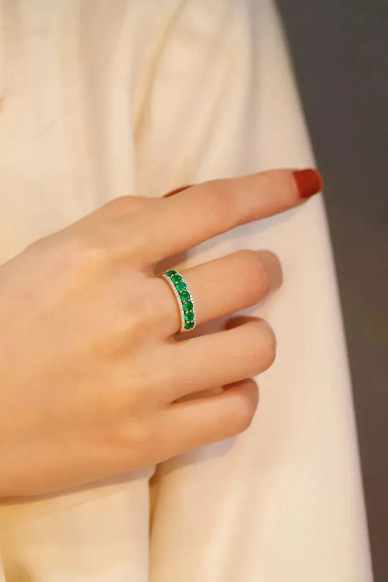 18K White Gold Emerald and Diamond Swat Ring for Women | Luxury Fashion Jewelry | Perfect for Parties, Weddings & Special Occasions