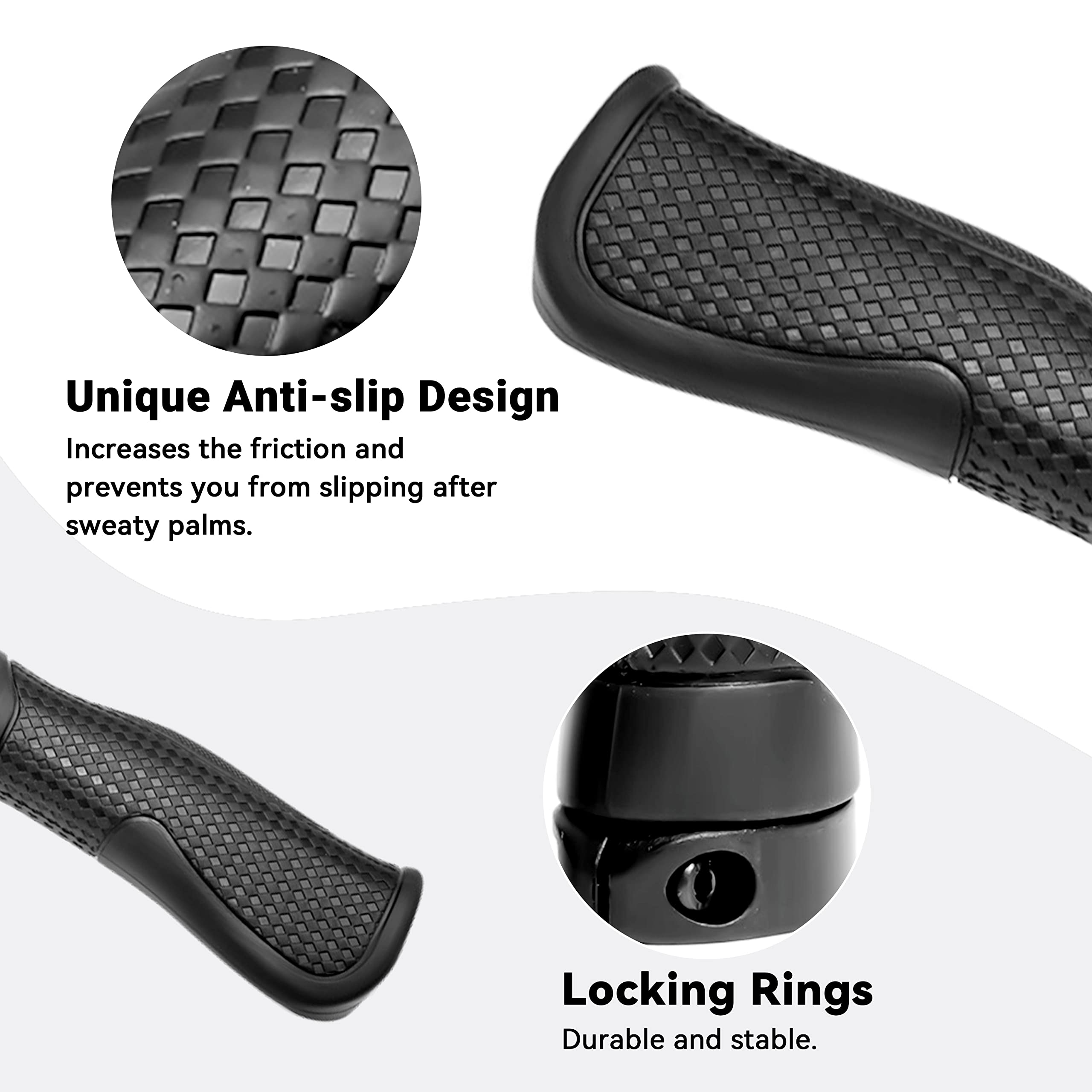 Himiway Ergonomic Lock-On Bike Handlebar Grips - Non-Slip Rubber Bicycle Handle Grip for E-Bike, Scooter & Foldable Bicycle - Perfect for Commuting, Mountain Biking & Urban Riding