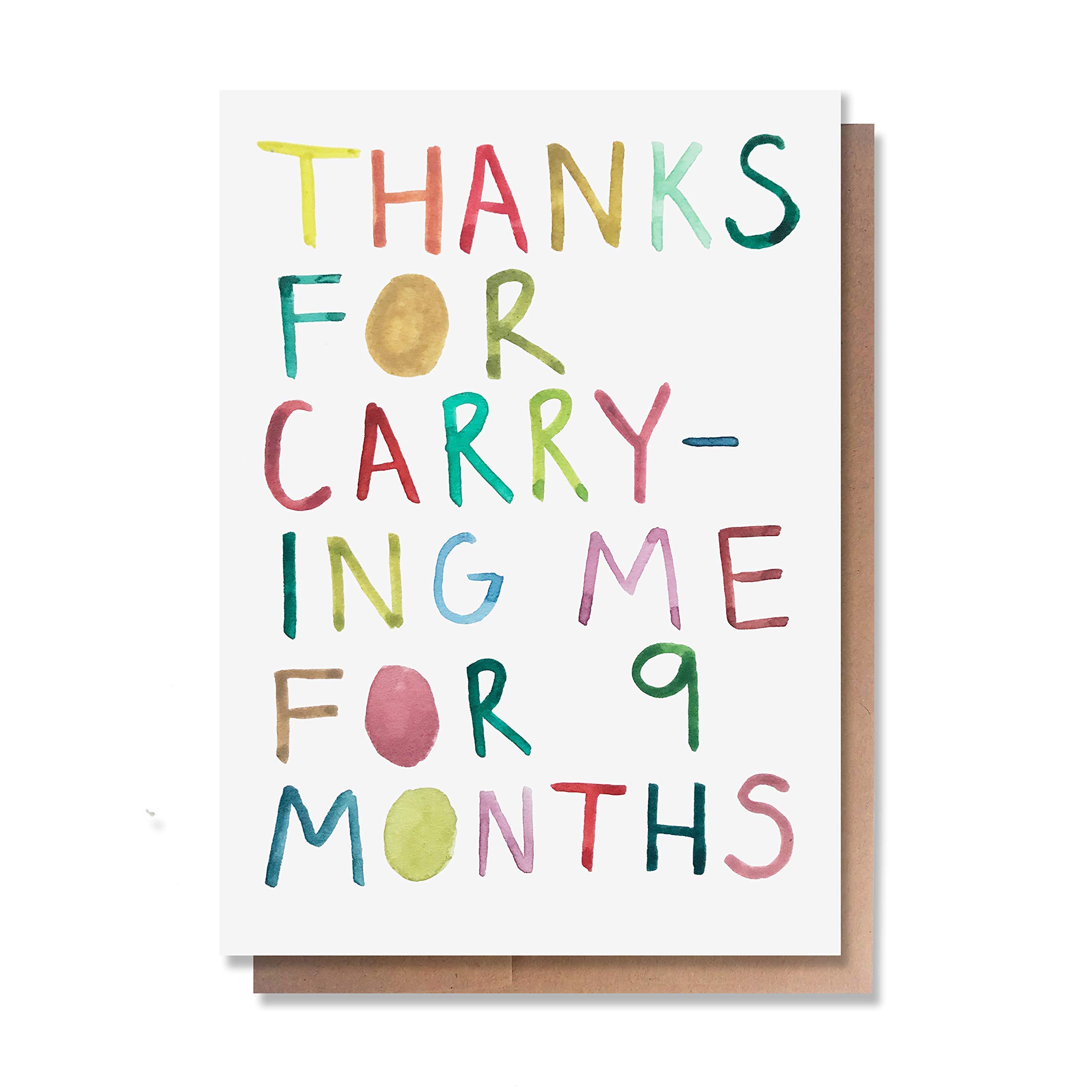 Wunderkid Funny Mother's Day Card - Watercolor Birthday Greeting Card for Mom (Blank Inside, 1 Single Card) - Perfect for Mother's Day Gifts, Birthday Wishes & Special Occasions