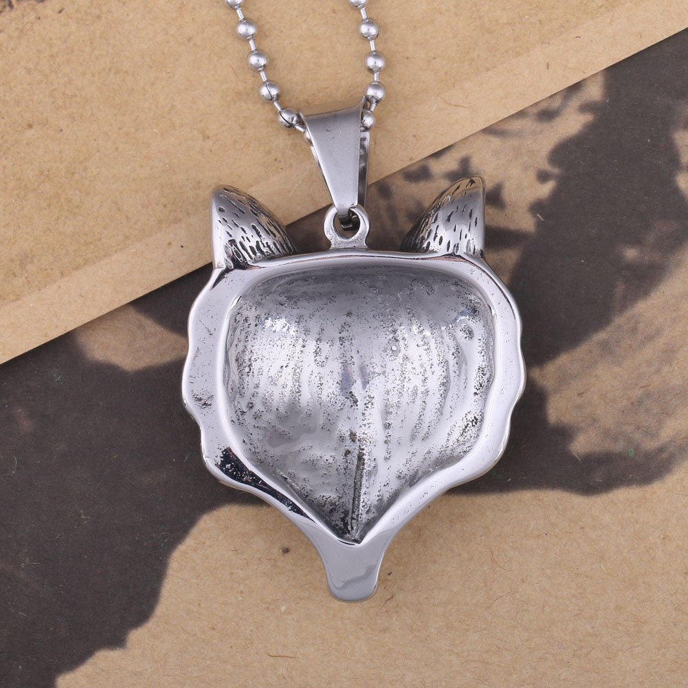 Fox Head Silver Stainless Steel Necklace for Men & Women - Trendy Gothic Jewelry with Adjustable Chain - Perfect for Halloween, Cosplay, and Everyday Fashion Accessories