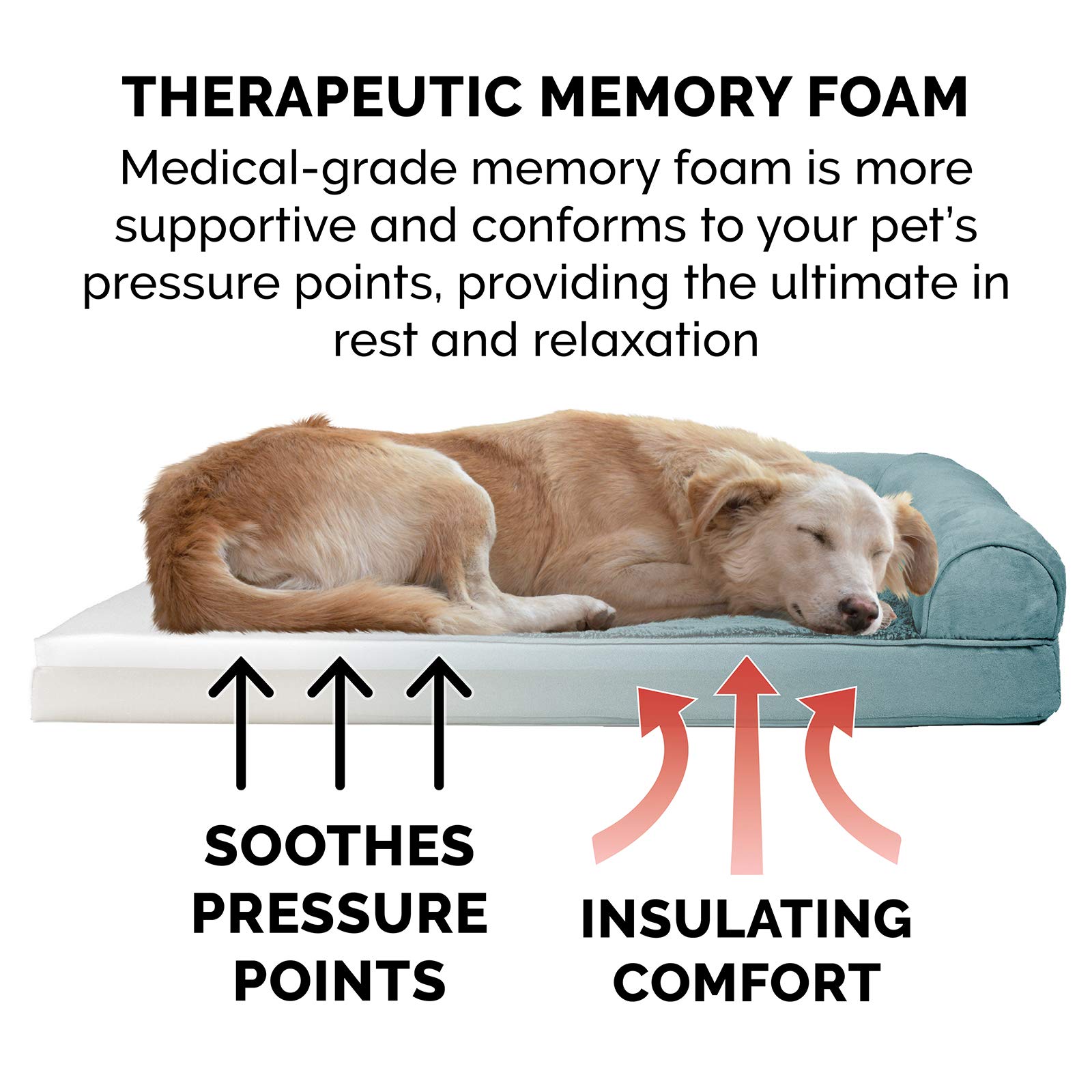 Furhaven Orthopedic Memory Foam Dog Bed for Large Dogs - Washable Removable Cover & Bolsters - Plush Suede Sofa Style - Supports Up to 95 lbs - Perfect for Living Room, Bedroom or Crate - Jumbo/XL Size