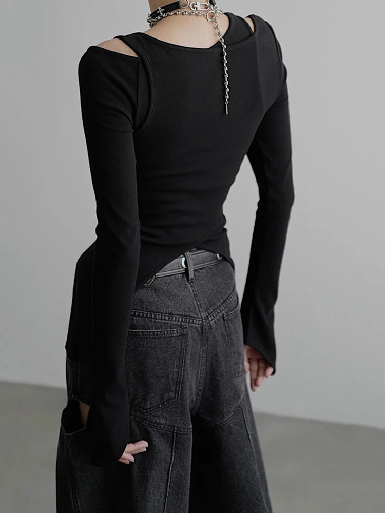 Black 3-Way Wear Knit Sweater for Women - O-Neck Long Sleeve Pullover | Fashionable Spring & Autumn Top | Versatile Layering Piece for Work, Dating & Casual Outfits | 2025 New Arrival 1DH9225
