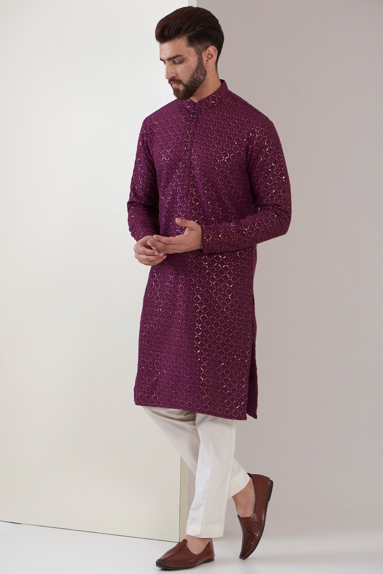 Elegant Maroon Sequence Kurta for Women - Stylish Indian Ethnic Wear for Festivals, Weddings & Special Occasions