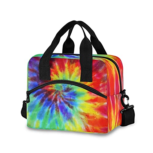 **Insulated Lunch Bag with Adjustable Shoulder Strap - Large Tie Dye Lunch Box for Women, Men & Kids - Reusable Cooler Tote for Work, School, Picnics & Outdoor Activities**
