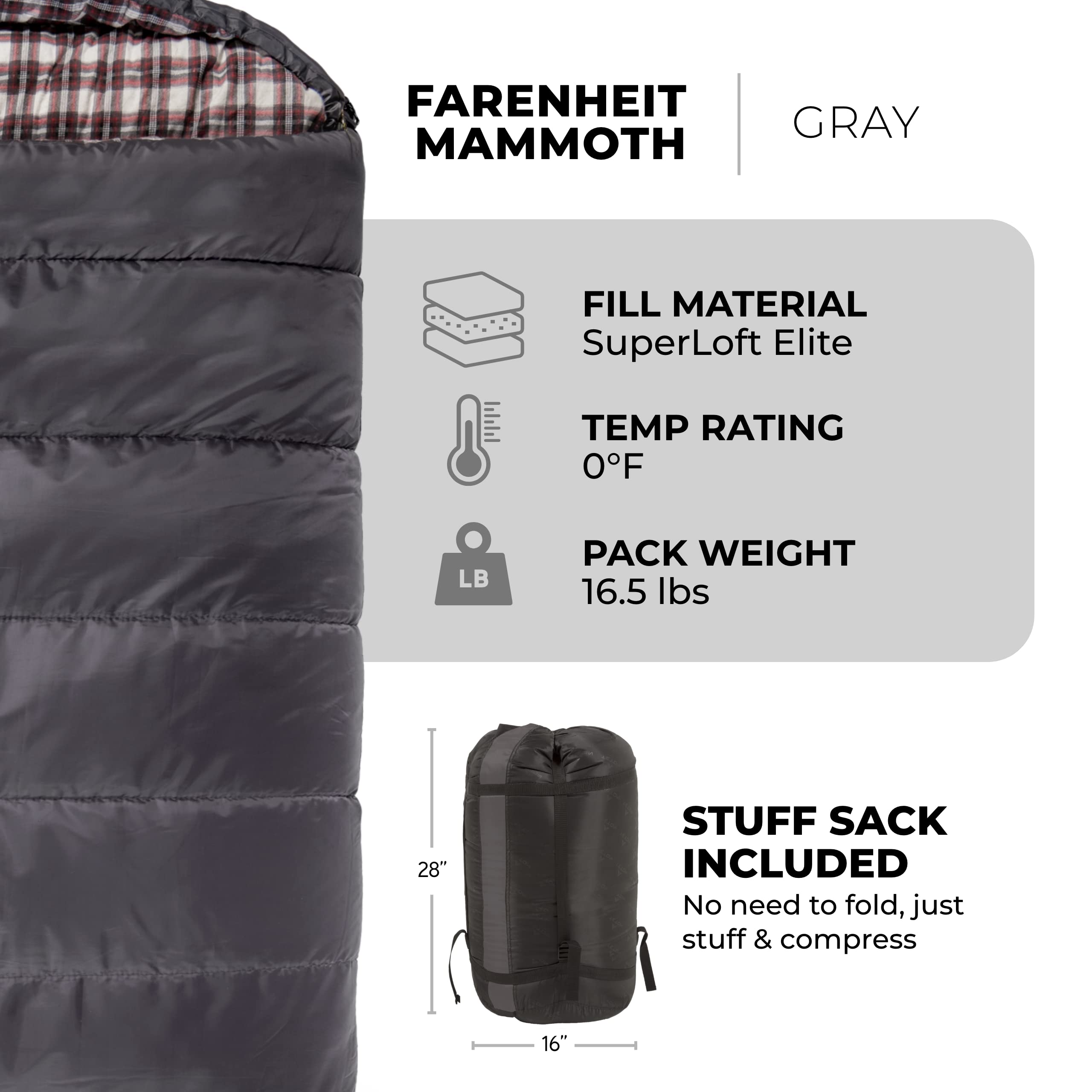 TETON Mammoth 20°F & 0°F Double Sleeping Bag for Camping, Hunting & Base Camp - Family Size Warm Sleeping Bag with Compression Sack - Perfect for Cold Weather Adventures & Outdoor Family Trips