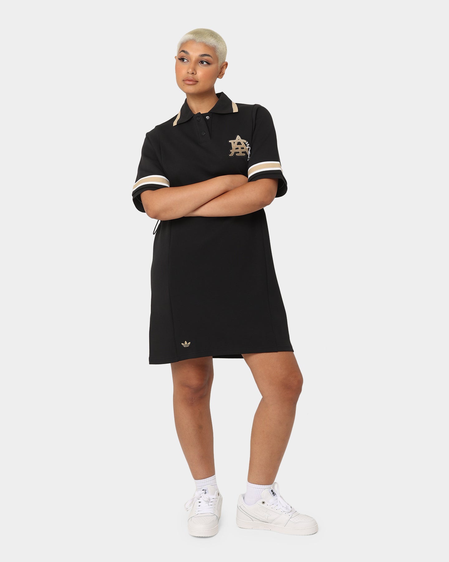 Adidas Women's Modern Collegiate Polo Dress - Black | Athletic Casual Wear for Women | Perfect for Golf, Tennis & Everyday Outfits