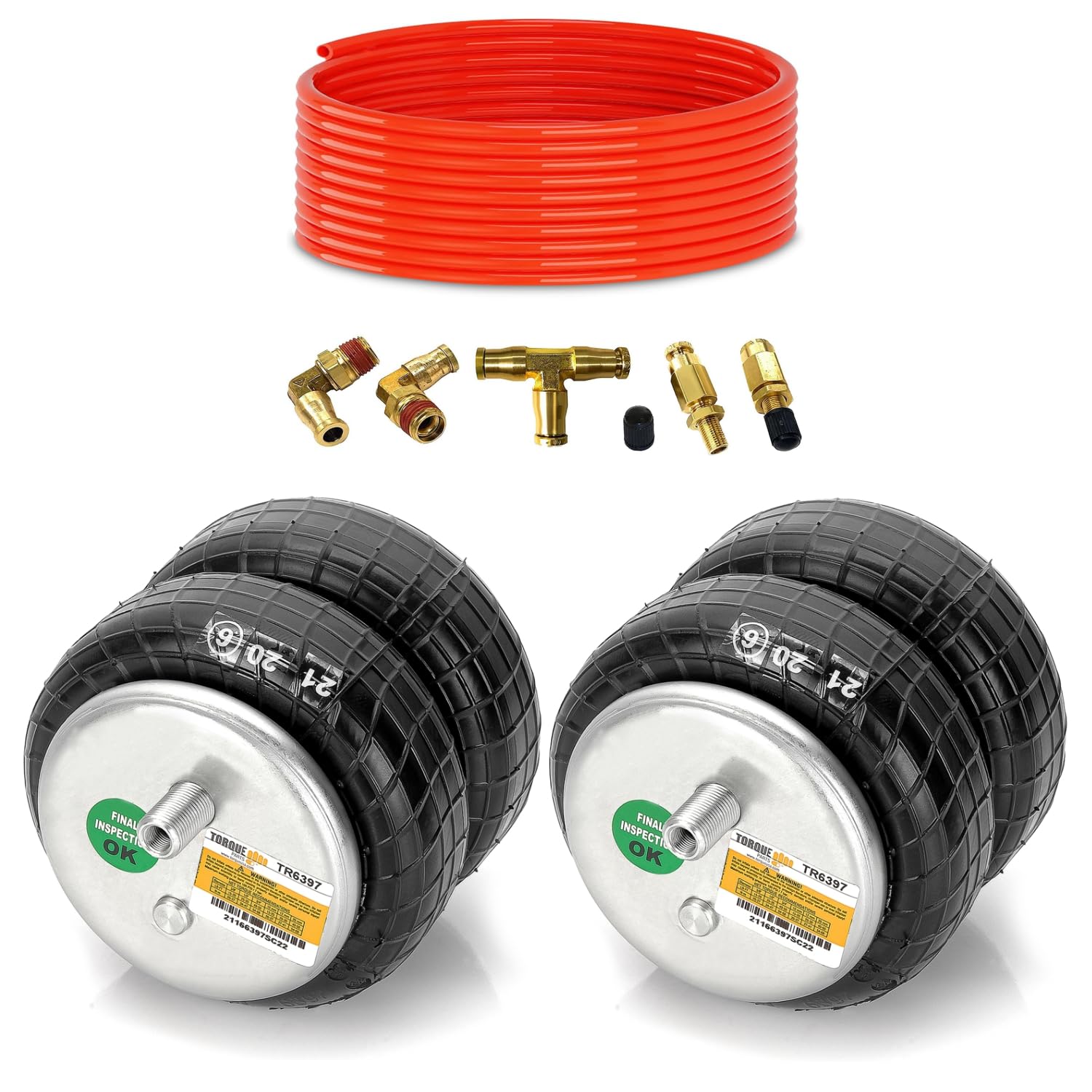 TORQUE 2-Piece Air Bag Suspension Kit - Replacement for Firestone 6397 Ride Rite Air Bags & Torque Airbag Suspension Systems (Includes Fittings & Tubing) | Compatible with Trucks, SUVs & Trailers for Smoother Ride & Better Load Support