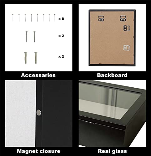 8x10 Inch Shadow Box Frame with Linen Back - Display Case for Photos, Sports Memorabilia, Awards, Medals & Tickets - Perfect for Wall Decor, Memory Keepsakes, Wedding Gifts & Home Office Display (Black)