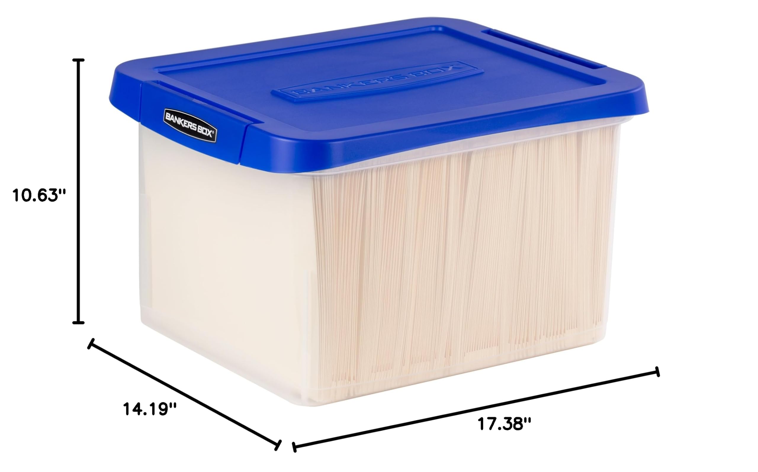Heavy Duty Plastic File Box with Hanging Rails - Letter/Legal Size Storage Organizer - 1 Pack (0086205) - Perfect for Office Document Filing, Home Organization & School Supplies