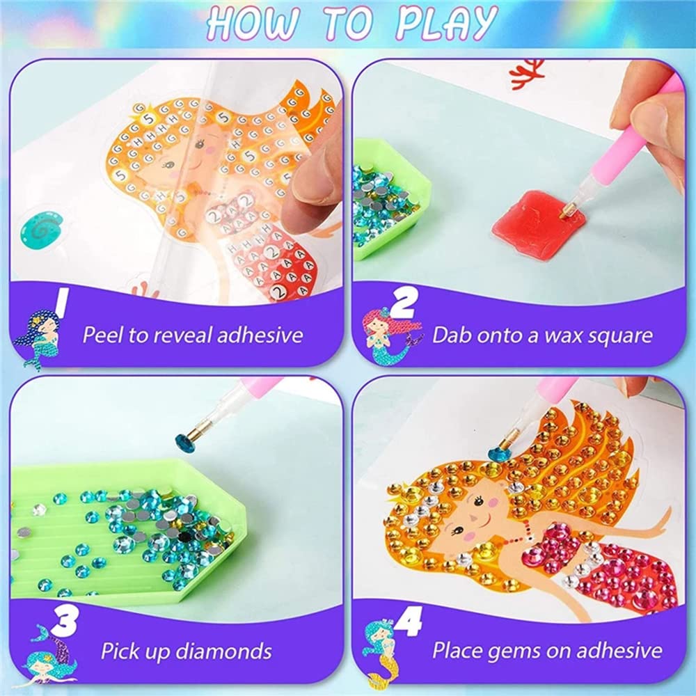 5D Diamond Painting Kits for Kids & Adults - DIY Diamond Art Mosaic Stickers, Paint by Numbers Craft Kits for Beginners - Perfect for Home Decor, Gifts, and Relaxation Activities (Princess Theme)