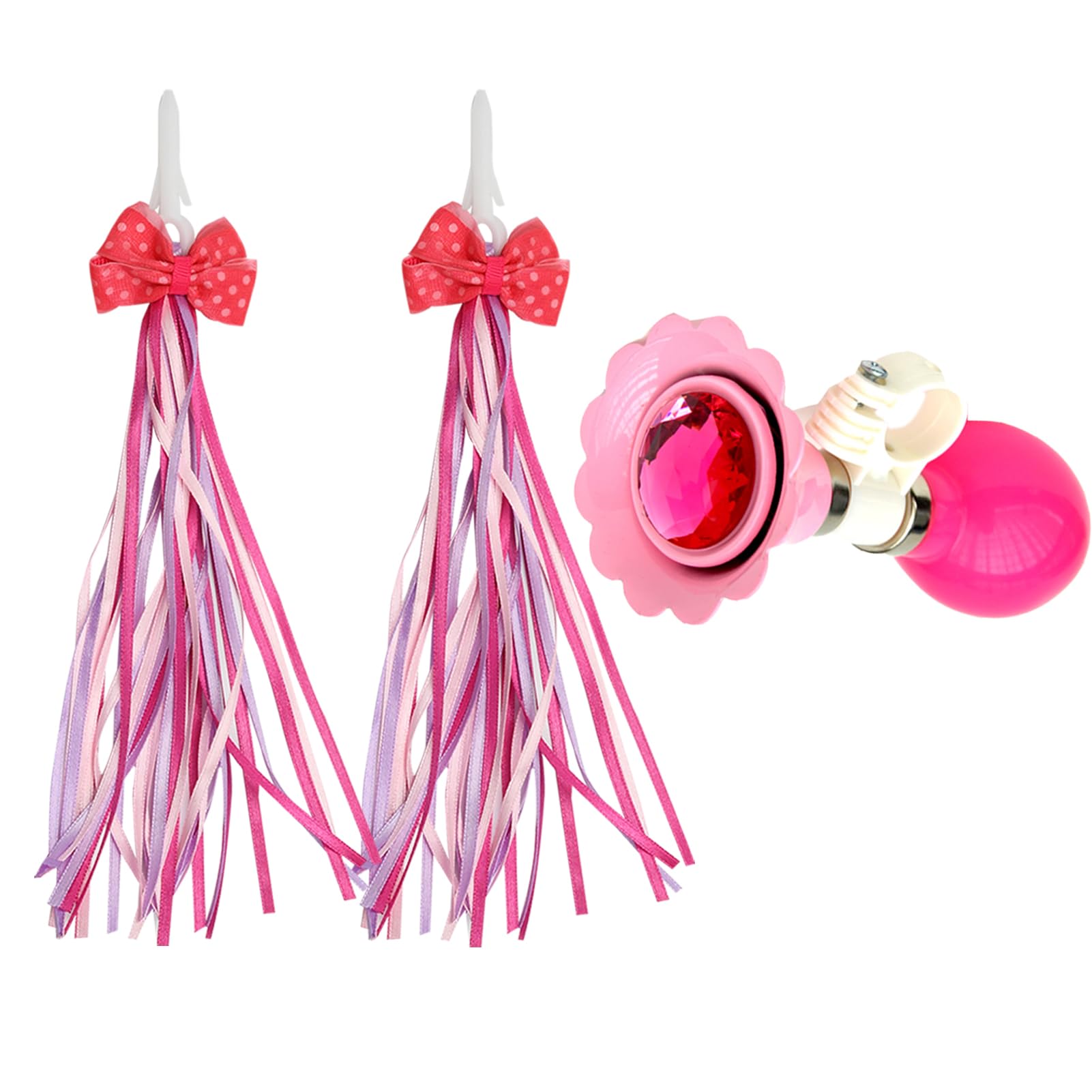 Kids Bike Bell & 2-Pack Bike Streamers - Children's Bicycle Accessories with Horn & Bow Ribbon Decorations | Perfect for Birthday Gifts, Cycling Safety & Bike Customization