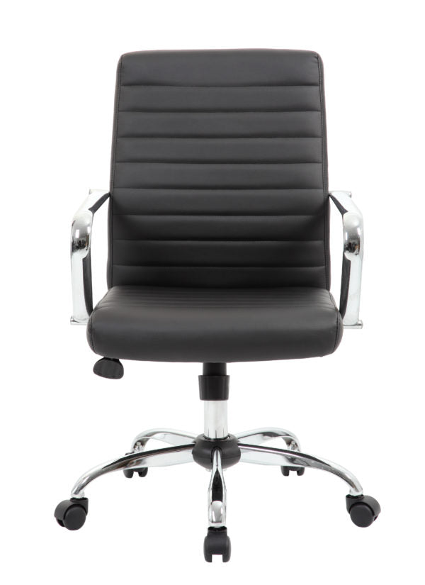 Boss Retro Task Chair with Chrome Fixed Arms B436C - Ergonomic Office Chair for Home & Work - Perfect for Long Hours at Desk, Computer Work & Study