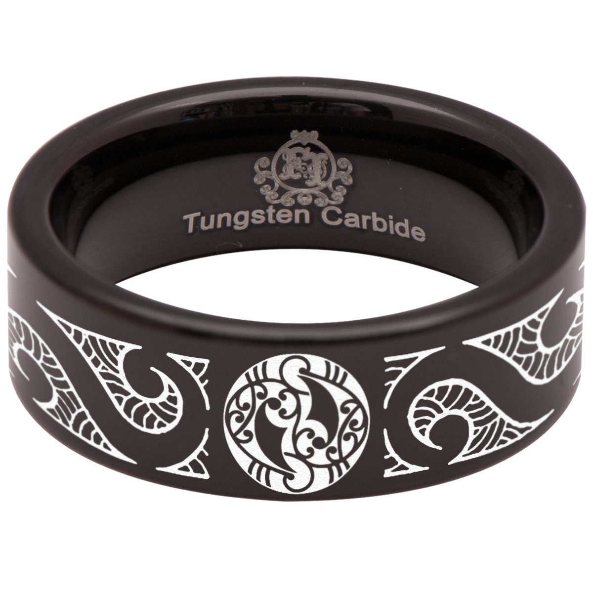 Premium Tungsten Carbide Maori Wedding Band - 8mm Unisex Ring for Men & Women - Durable & Scratch-Resistant Anniversary Gift for Couples - Perfect for Weddings, Engagements, and Special Occasions
