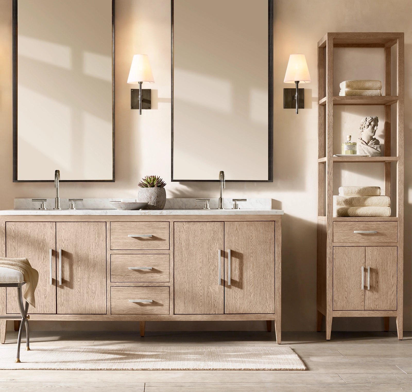 Modern French Style Double Bathroom Vanity with Sink - Elegant Storage Solution for Master Bathroom & Guest Bathroom Remodel