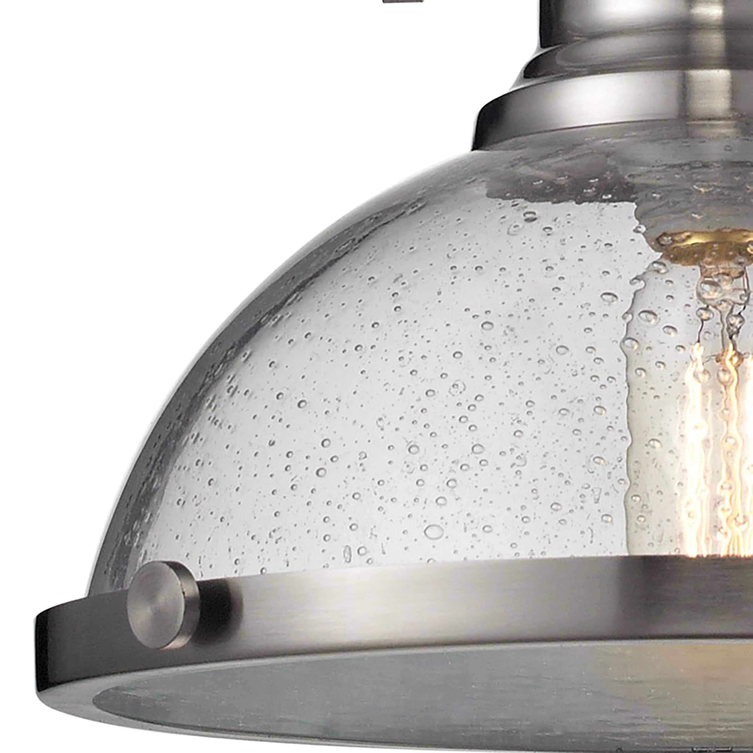 Elk Home Chadwick 1-Light Pendant Light Fixture - Satin Nickel Finish with Clear Seeded Glass Shade, Transitional Style Hanging Light for Kitchen Island, Dining Room, or Entryway