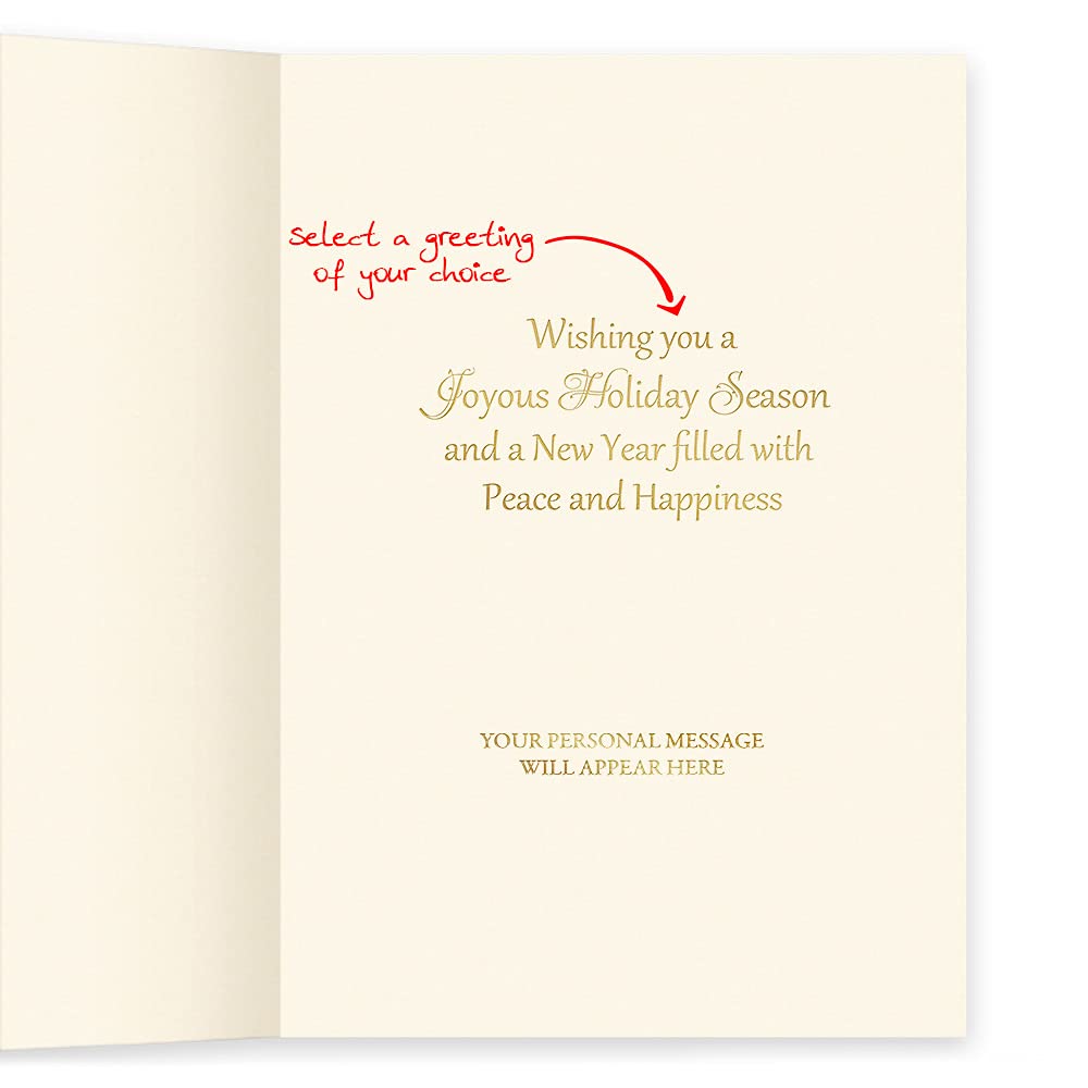 25 Personalized Christmas Cards with Foil-Lined Envelopes (Star Light Tree Design) - Elegant Holiday Greeting Cards for Business, Family & Friends - Perfect for Corporate Gifts, Holiday Parties & Festive Mailings