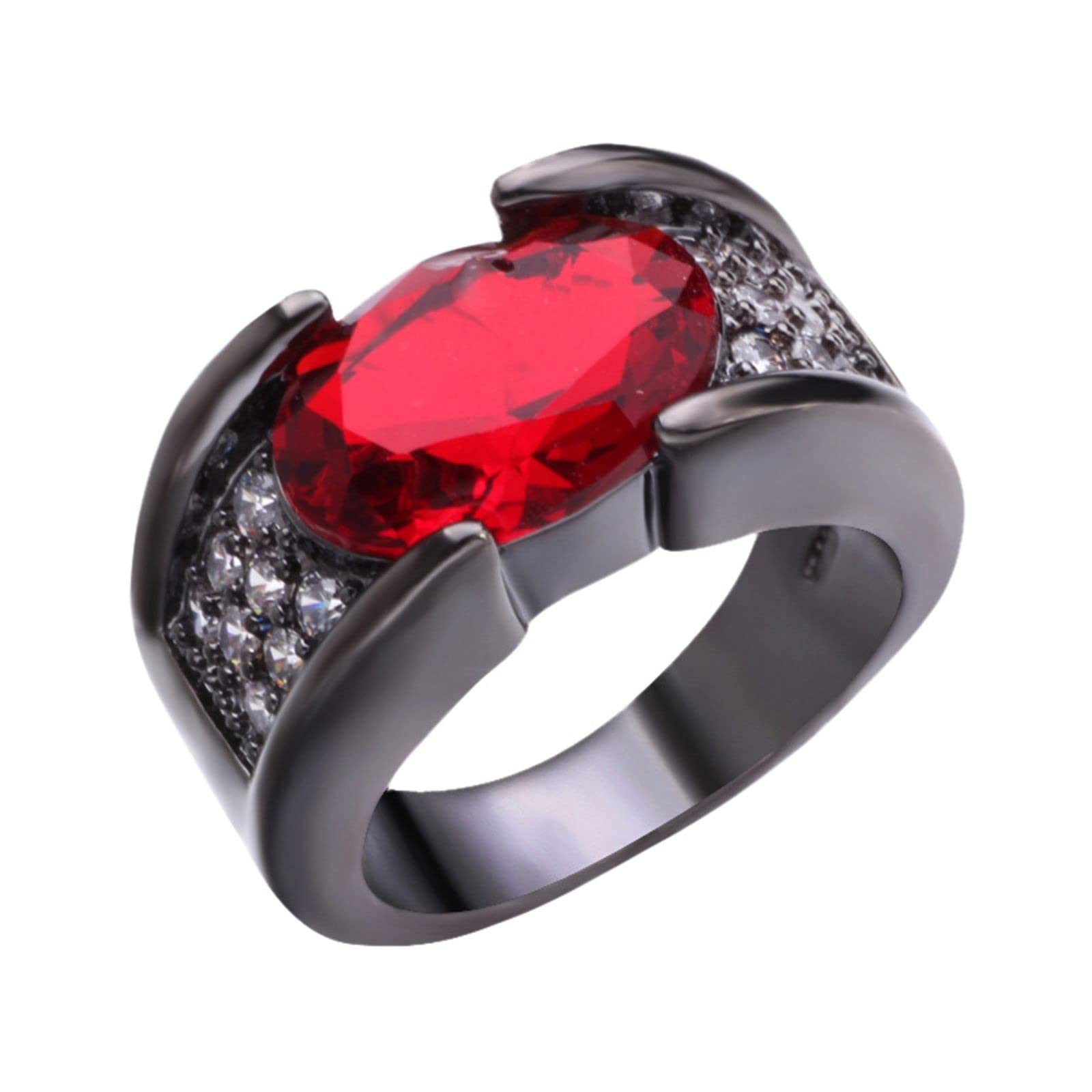Vintage Sapphire Red Round Diamond Peacock Ring - Big Gemstone Statement Jewelry for Women - Perfect for Weddings, Parties & Special Occasions (Size B, One Size)