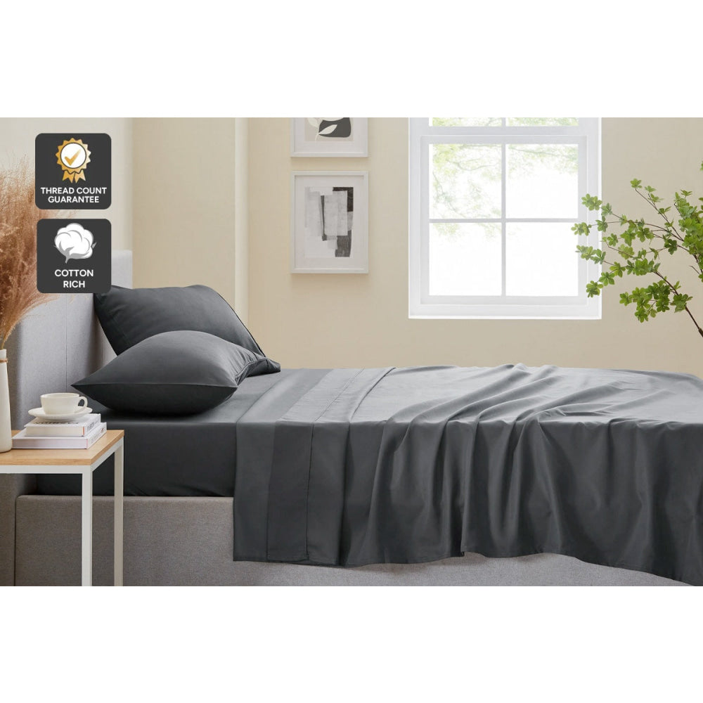 Luxury 1200 Thread Count Premium Cotton Bed Sheet Set - King Size, Charcoal Gray - Ultra Soft & Breathable for a Comfortable Sleep - Perfect for Master Bedroom, Guest Room, or Hotel Use