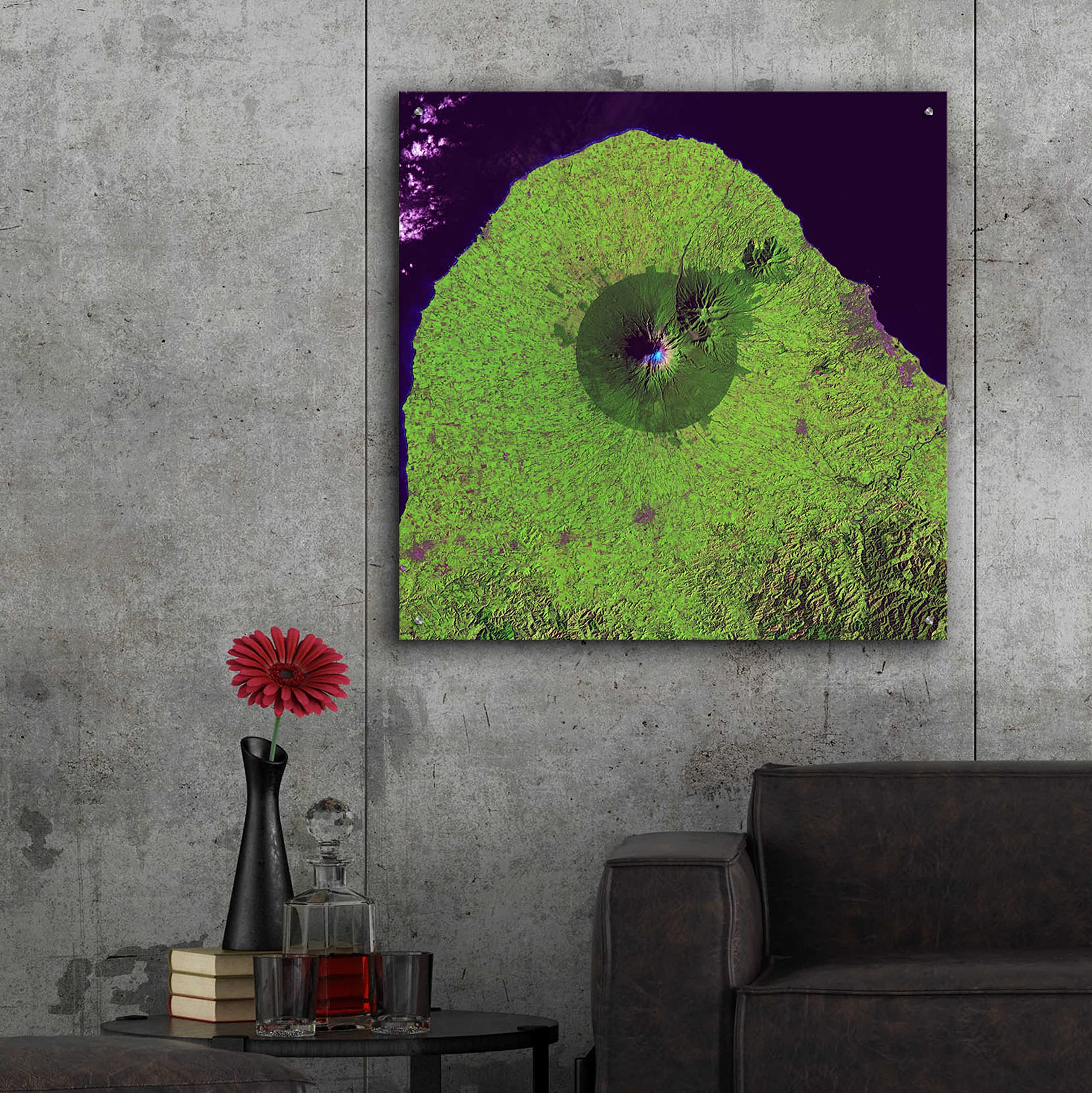 Epic Art 'Earth as Art: Mount Taranaki' - 36x36 Inch Acrylic Glass Wall Decor - Modern Landscape Painting for Living Room, Bedroom & Office