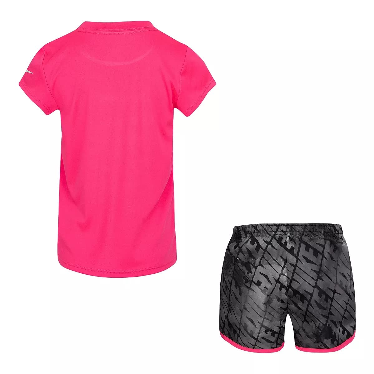 Nike Baby Girls Dri-FIT Graphic Tee & Shorts 2-Piece Outfit Set - Moisture-Wicking Comfort Playwear (Size 12 Months, Blue/Pink) - Perfect for Playdates, Daycare & Summer Activities
