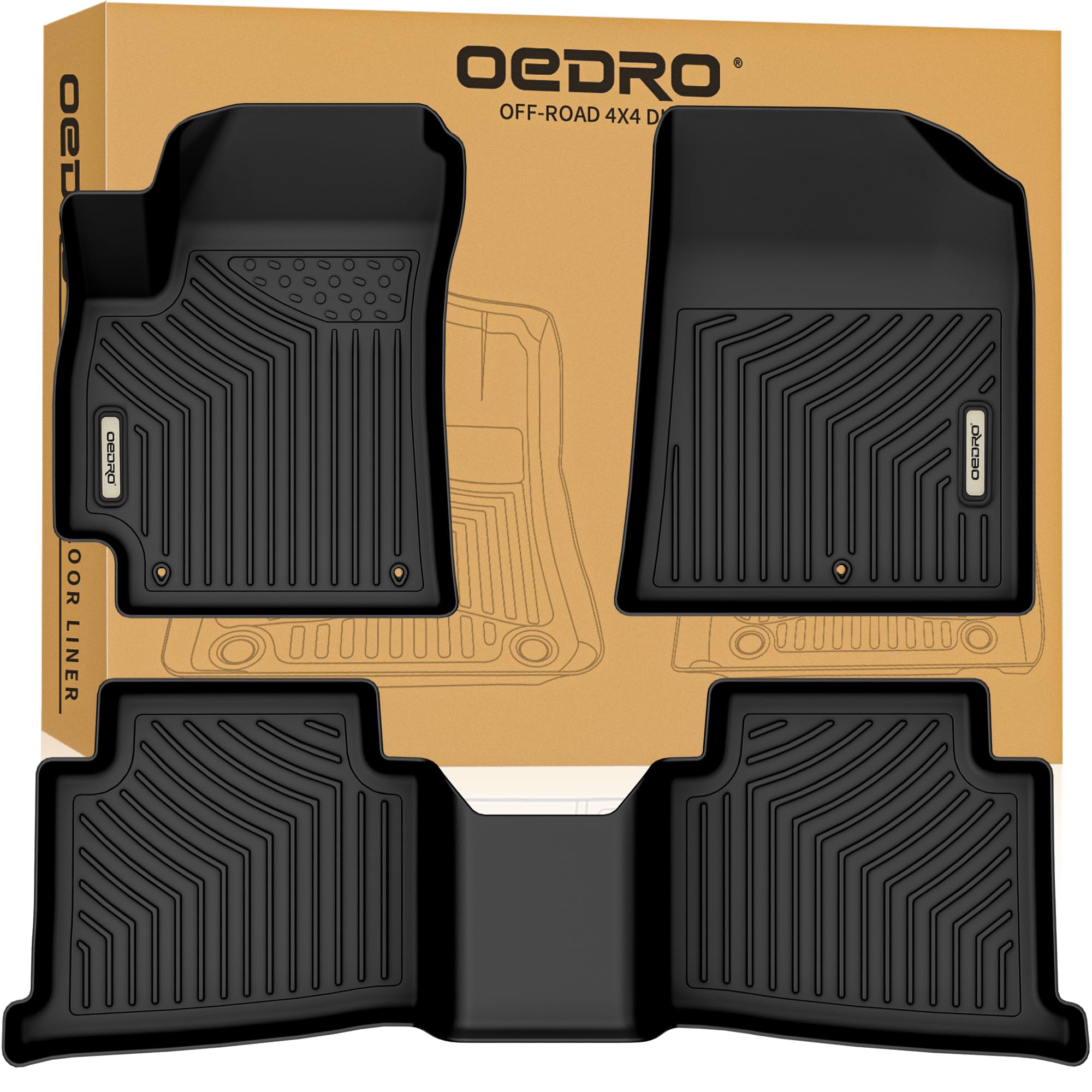 OEDRO Custom Fit All-Weather TPE Floor Mats for 2021-2025 Kia Seltos - 2 Row Black Rubber Car Floor Liners | Perfect for Rain, Snow & Mud Protection | Durable & Easy to Clean Car Accessories