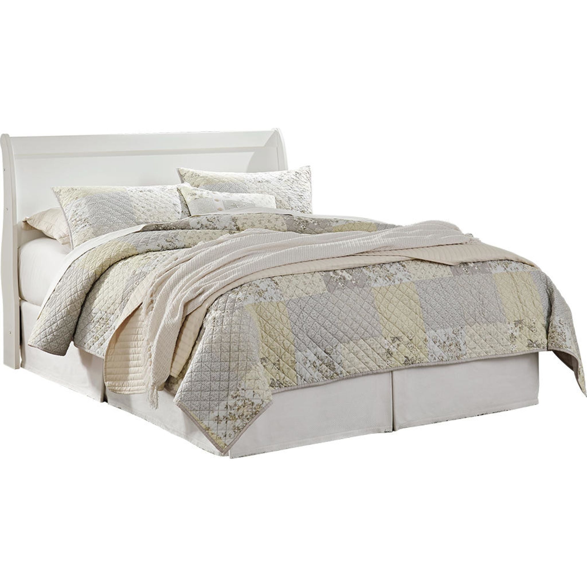 Anarasia Queen Sleigh Headboard in White - Elegant Upholstered Bed Frame for Master Bedroom Decor
