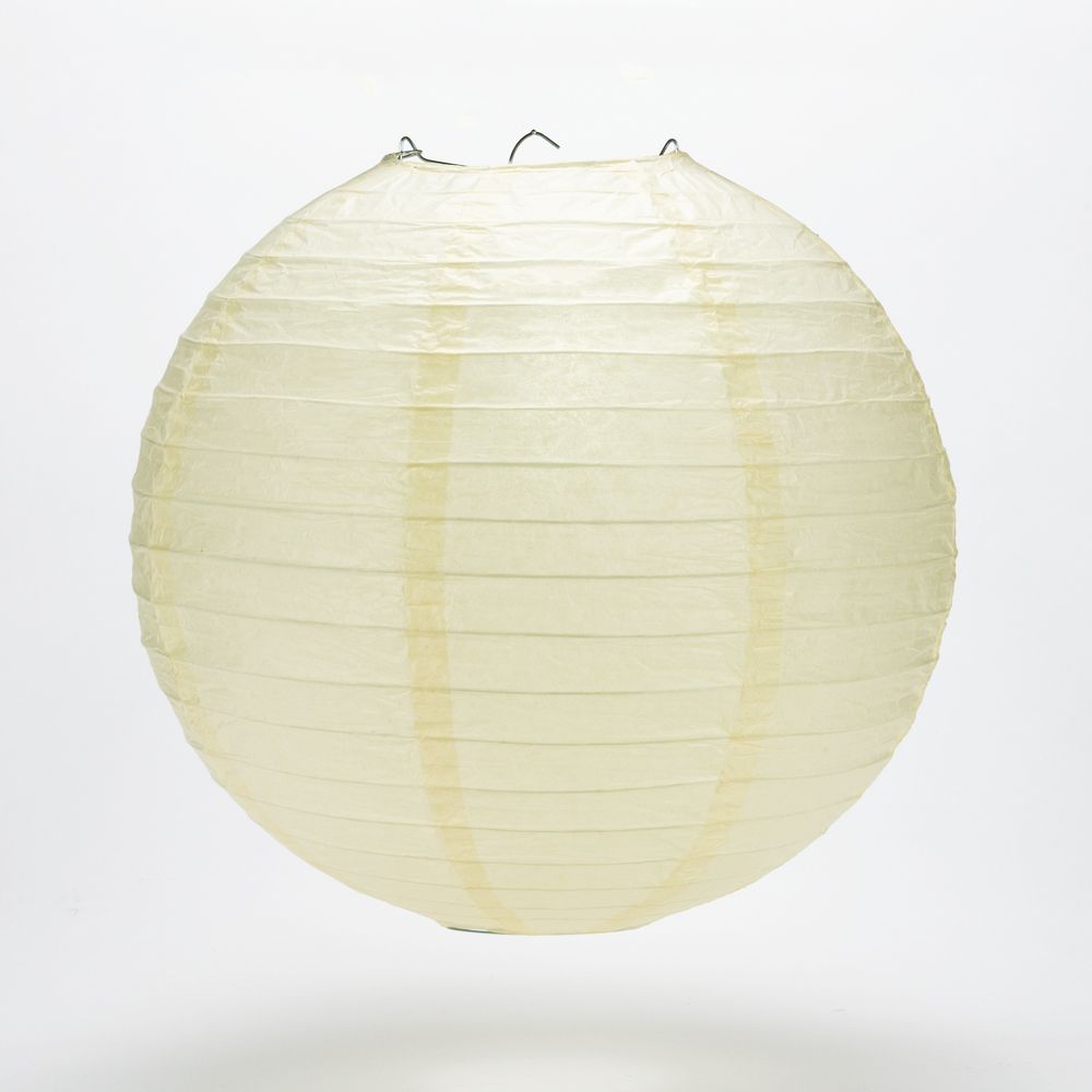 30 Pack Ivory Jumbo Round Paper Lanterns with Even Ribbing - Premium Value Pack for Wedding Decor, Party Supplies & Home Decoration