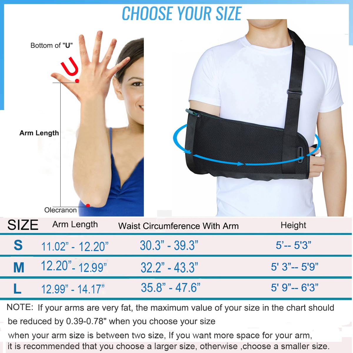 Shoulder Sling with Back Belt - Adjustable Arm Support for Shoulder, Elbow & Wrist Injuries - Lightweight Shoulder Immobilizer for Men & Women (Left/Right Arm, Size S) - Ideal for Post-Surgery Recovery & Rotator Cuff Support