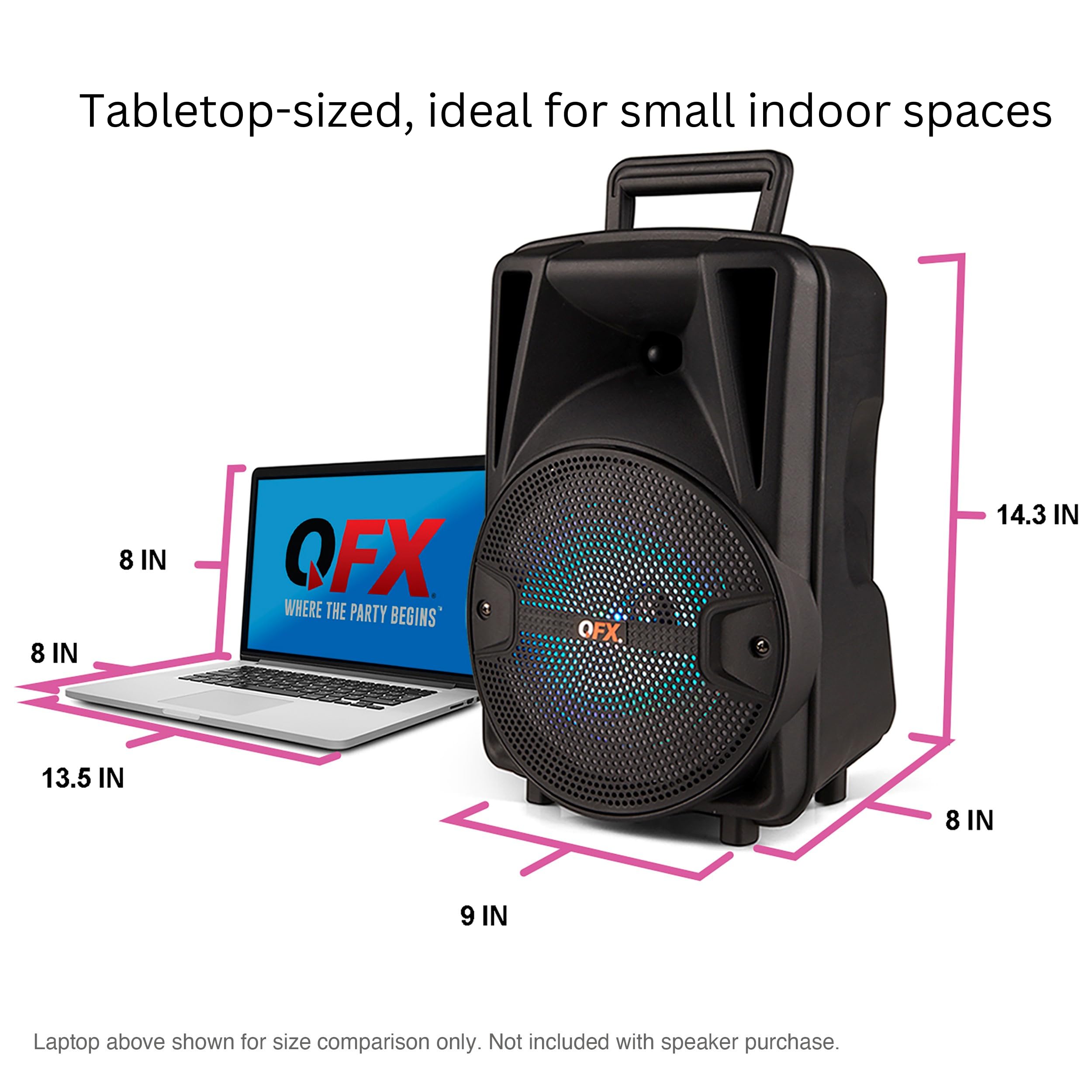 QFX PBX-800TWS 8-Inch TWS Bluetooth Stereo PA System with 2x8