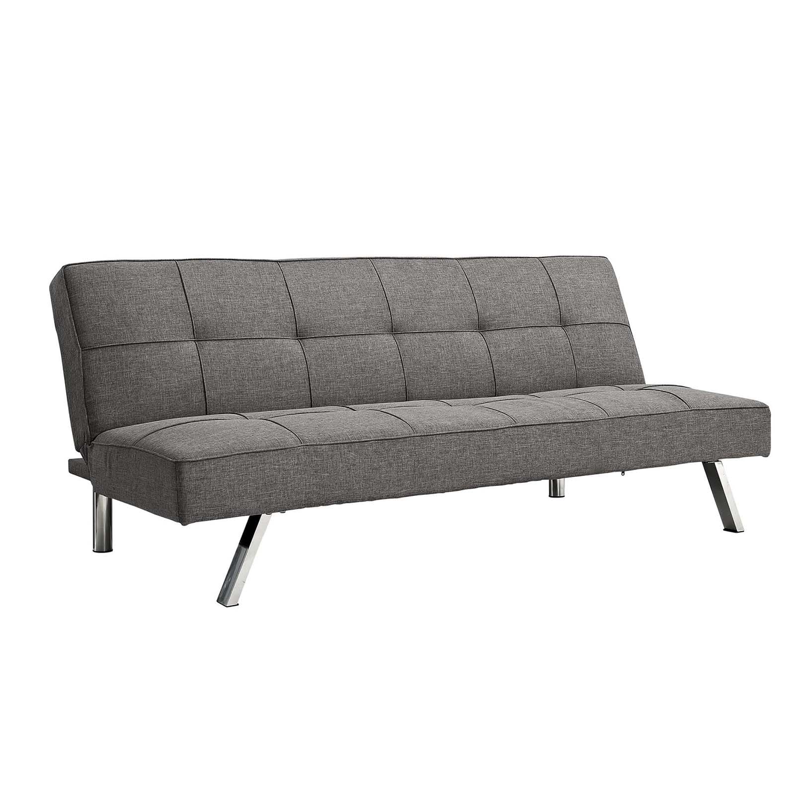 Convertible Folding Futon Sofa Bed with Sturdy Metal Frame & Stainless Steel Legs - Multifunctional 3-in-1 Design as Sofa, Lounge Chair & Single Bed - Space Saving Solution for Small Apartments, Living Rooms, Home Offices & Guest Rooms - Modern Grey Fabric