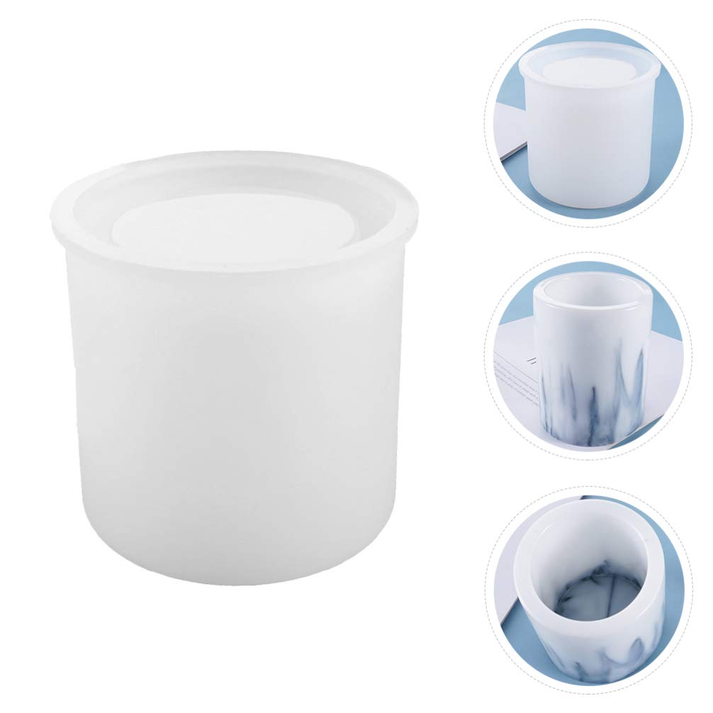 Silicone Pen Holder Molds - Resin Flower Pot & Pencil Holder DIY Craft Molds for Epoxy Crystal Makeup Brush Organizer, Fondant Molds - Perfect for Desktop Decor, Office Organization & DIY Gift Making (White)