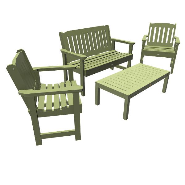 Lehigh 5-Piece Outdoor Garden Conversation Set - Patio Furniture with Cushions for Backyard, Deck, or Poolside Relaxation