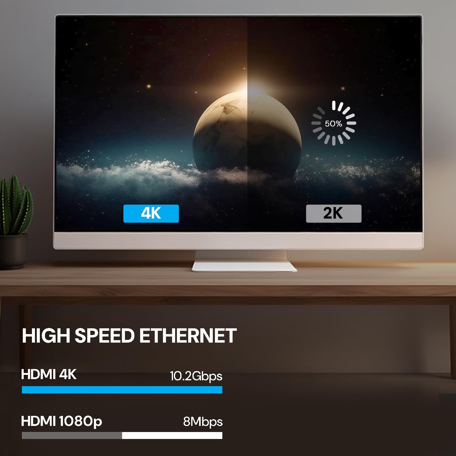 Tukzer 4K HDMI Cable 10ft - Ultra High Speed 18Gbps, 4K@60Hz, HDR, 3D, Ethernet, ARC, Gold-Plated Connectors - Compatible with Smart TV, Monitor, PC, PS5, Xbox Series X, Projector - Perfect for Home Theater & Gaming Setup