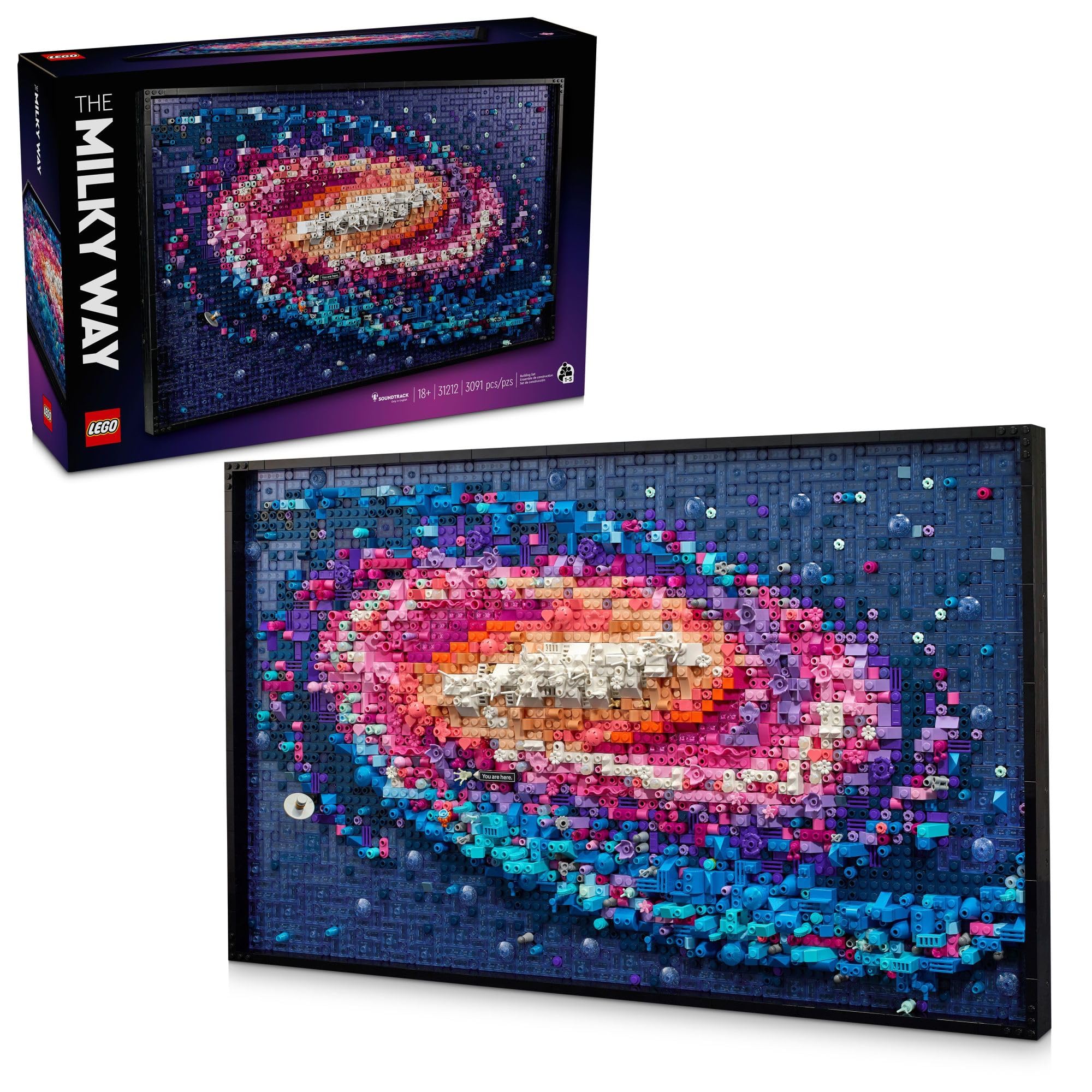 LEGO Art The Milky Way Galaxy Building Kit for Adults - DIY Space Wall Decor with Display Frame - Creative Gift for Men & Women Ages 18+ - Perfect for Bedroom, Office & Home Decoration - Model 31212