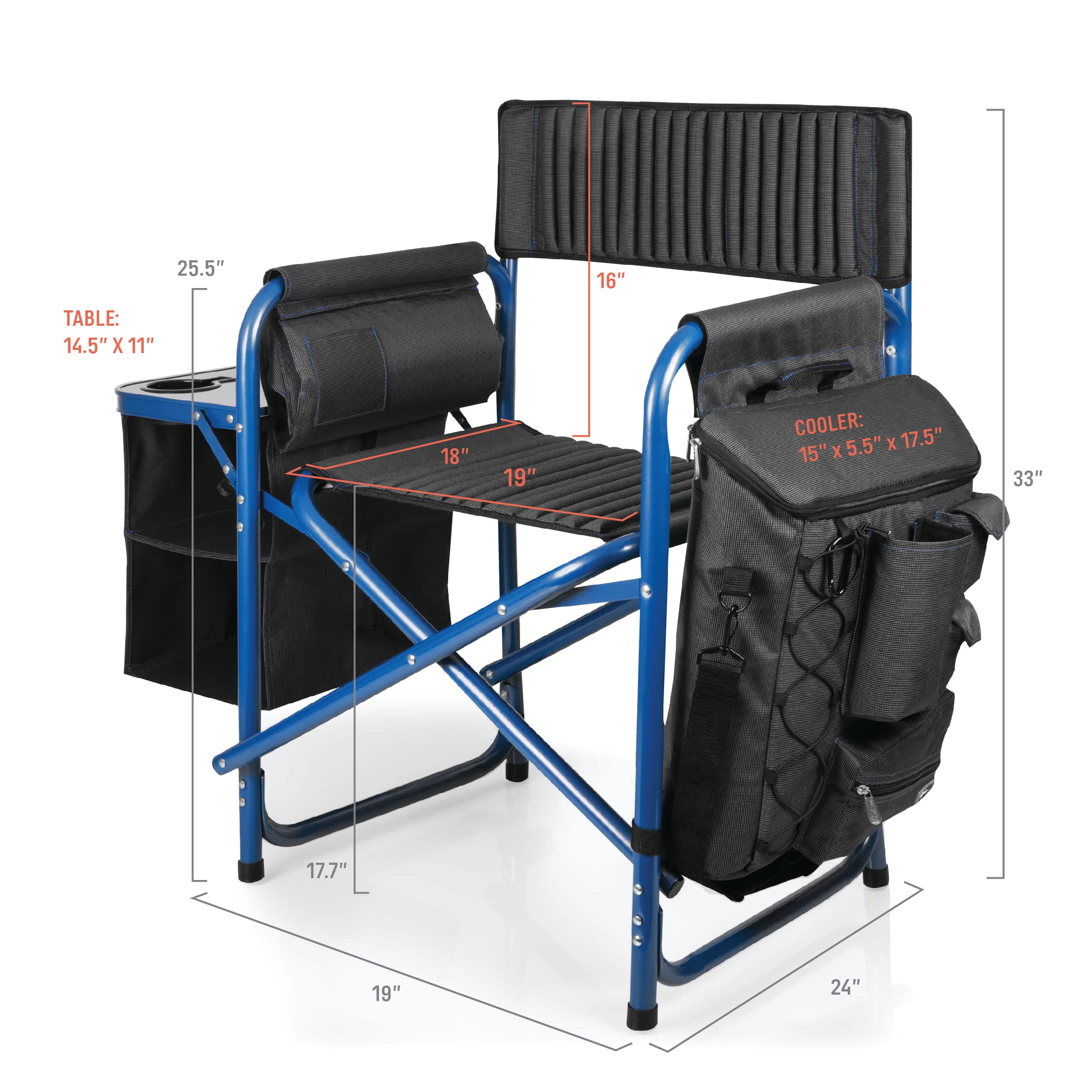 PICNIC TIME Fusion Portable Camping Chair with Detachable Side Table & Insulated Soft Cooler - Heavy Duty Folding Beach Lawn Chair for Adults - Perfect for Outdoor Camping, Beach Trips, Picnics and Backyard Relaxation