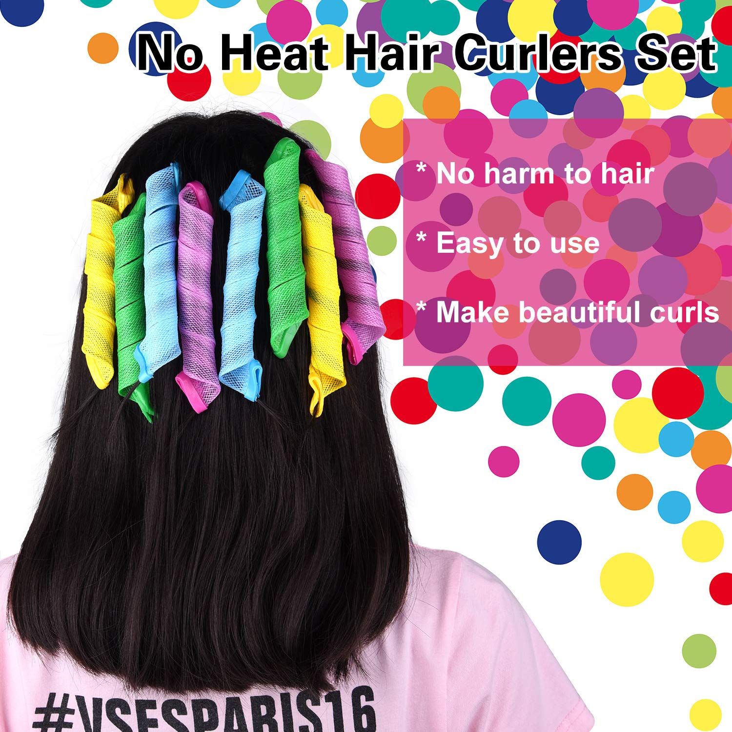 FEPITO 40-Pack Magic Spiral Hair Rollers Set - Heatless Curling Rods for Long & Short Hair, 30cm/12inch - Includes Styling Hooks for Effortless Waves & Curls - Perfect for Salon, Home, or Travel Use